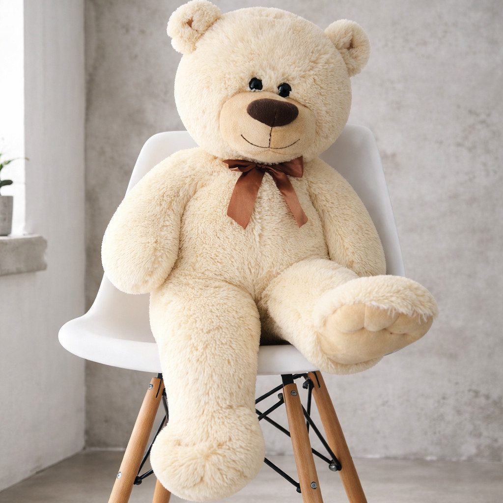Sweety-Toys Kuscheltier Sweety Toys 4638 Teddybär 80 cm beige - kuscheliger Teddy mit Schleife