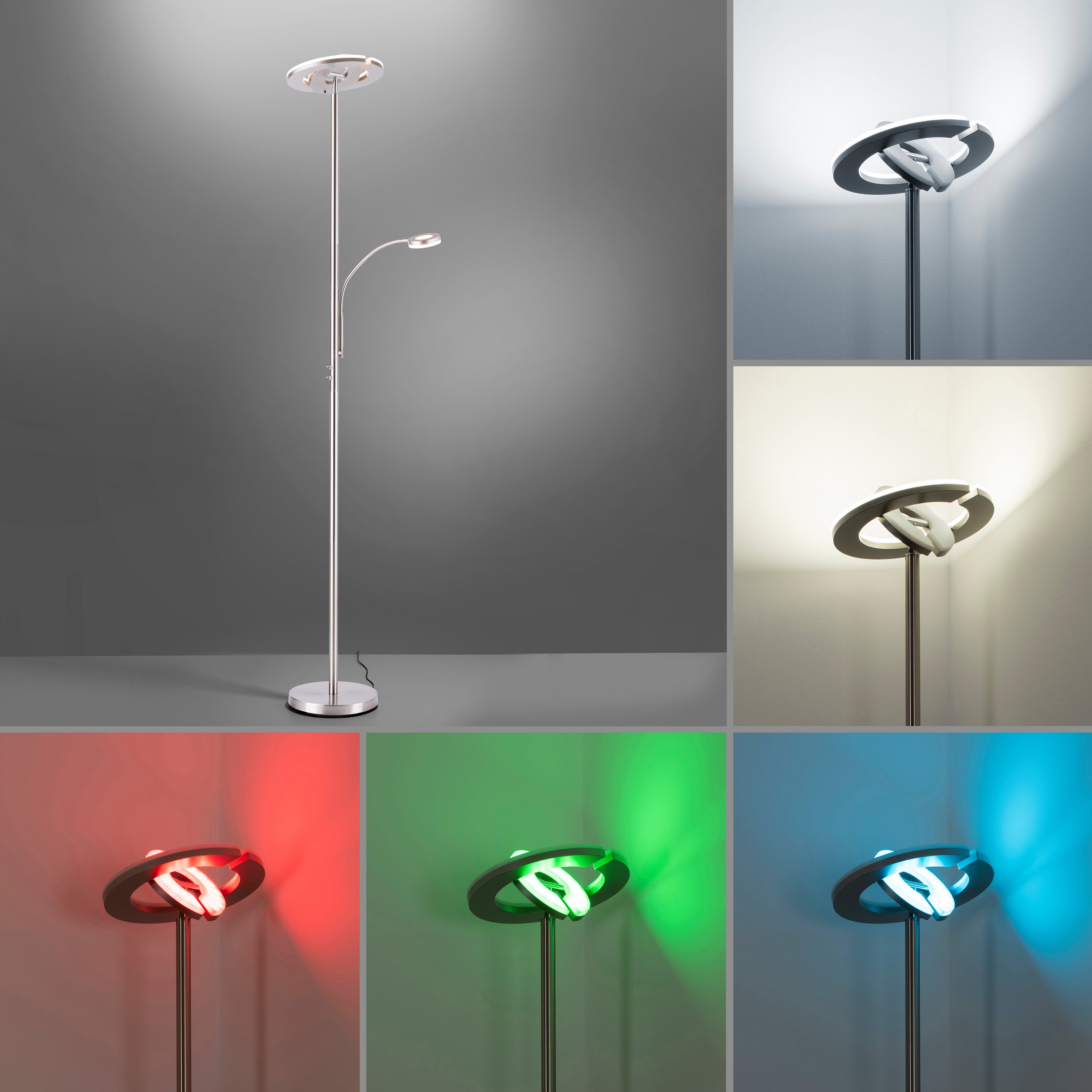 Leuchten Direkt Stehlampe Ls-ROCCO, Infrarot fähig integriert, - RGB+tunable warmweiß fest inkl., Smarthome kaltweiß, Fernbedienung, LED white