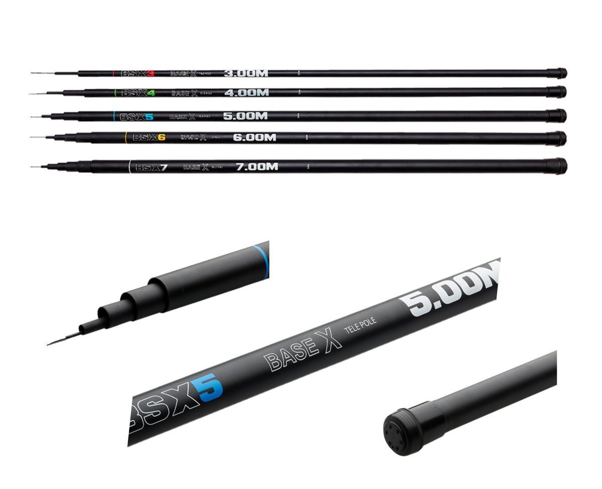 DAM Fishing Stipprute Base-X BSX Tele Pole Stippruten Angelruten Teleskop Stippangel, Schlanke und leichte Glasfaserblanks