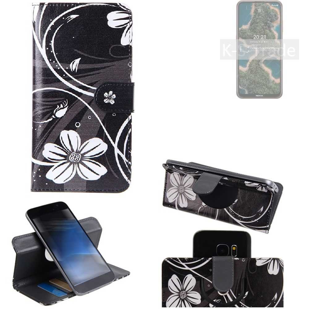 K-S-Trade Handyhülle für Nokia X20, Schutzhülle Handyhülle Hülle 360° Wallet Case ''Flowers''