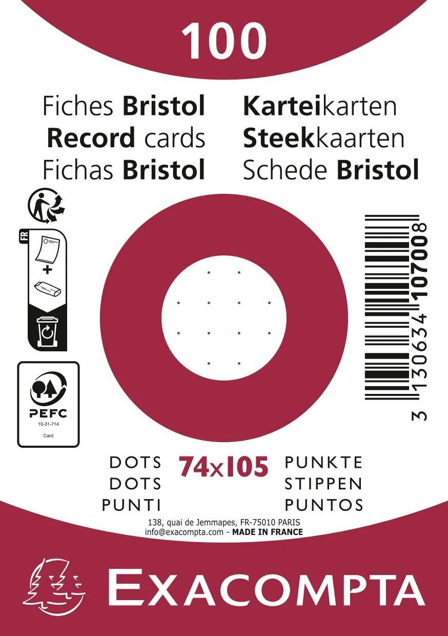 EXACOMPTA Karteikarten 40x Karteikarten A7 dots 100 Stück eingeschweißt Weiß 10700SE, Karteikarten blanko