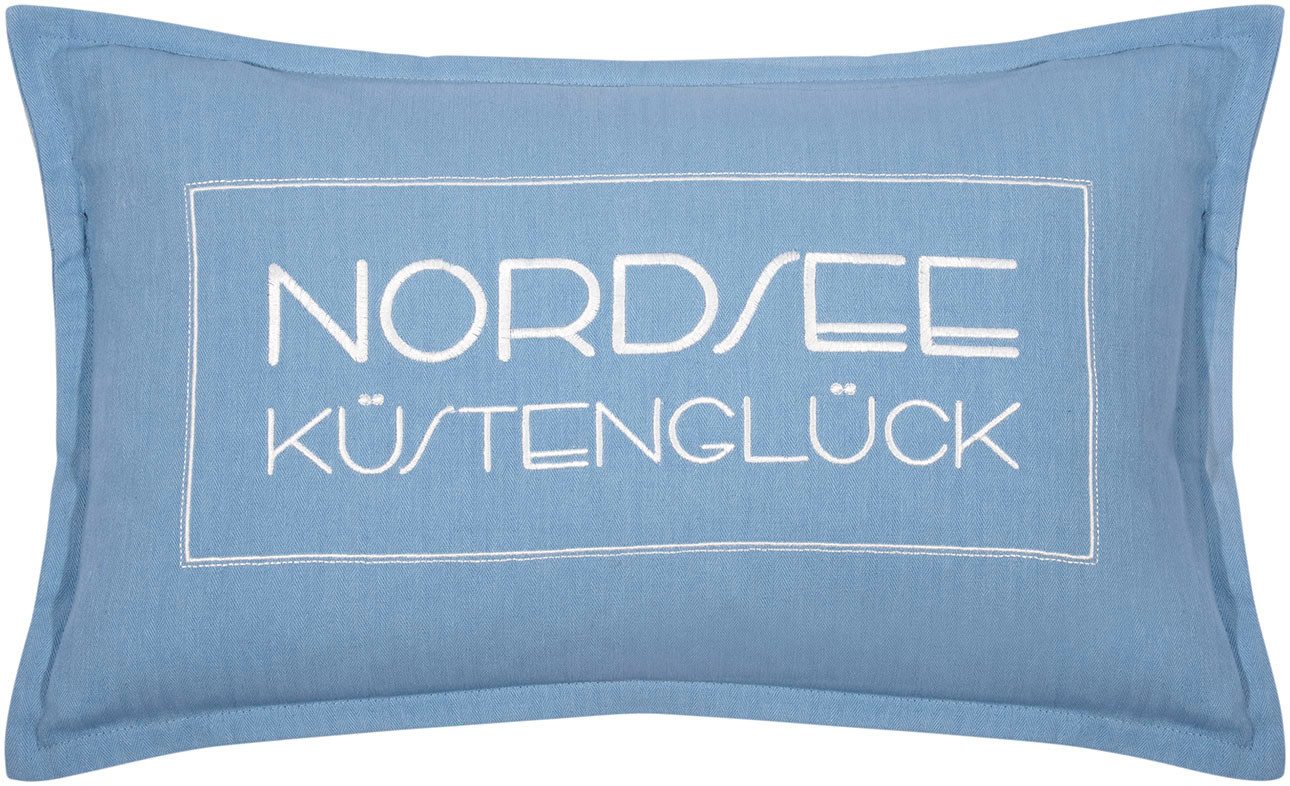 PAD Dekokissen COAST, Made in Europe, Kissenhülle ohne Füllung, maritim, Schriftzug, 1 Stück
