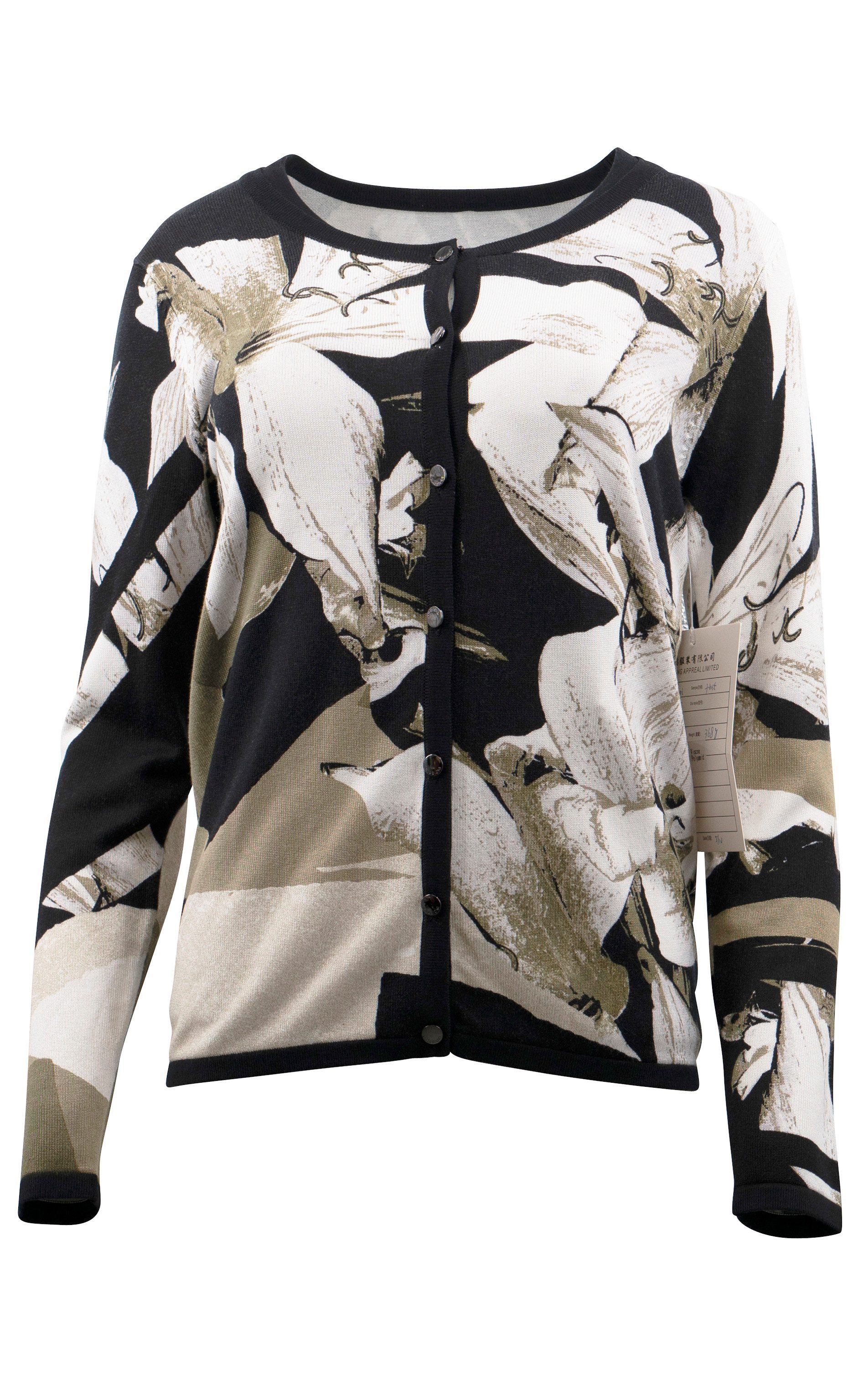 Passioni 2-in-1-Strickjacke Twinset mit großem Blumenmuster in Größe S günstig online kaufen