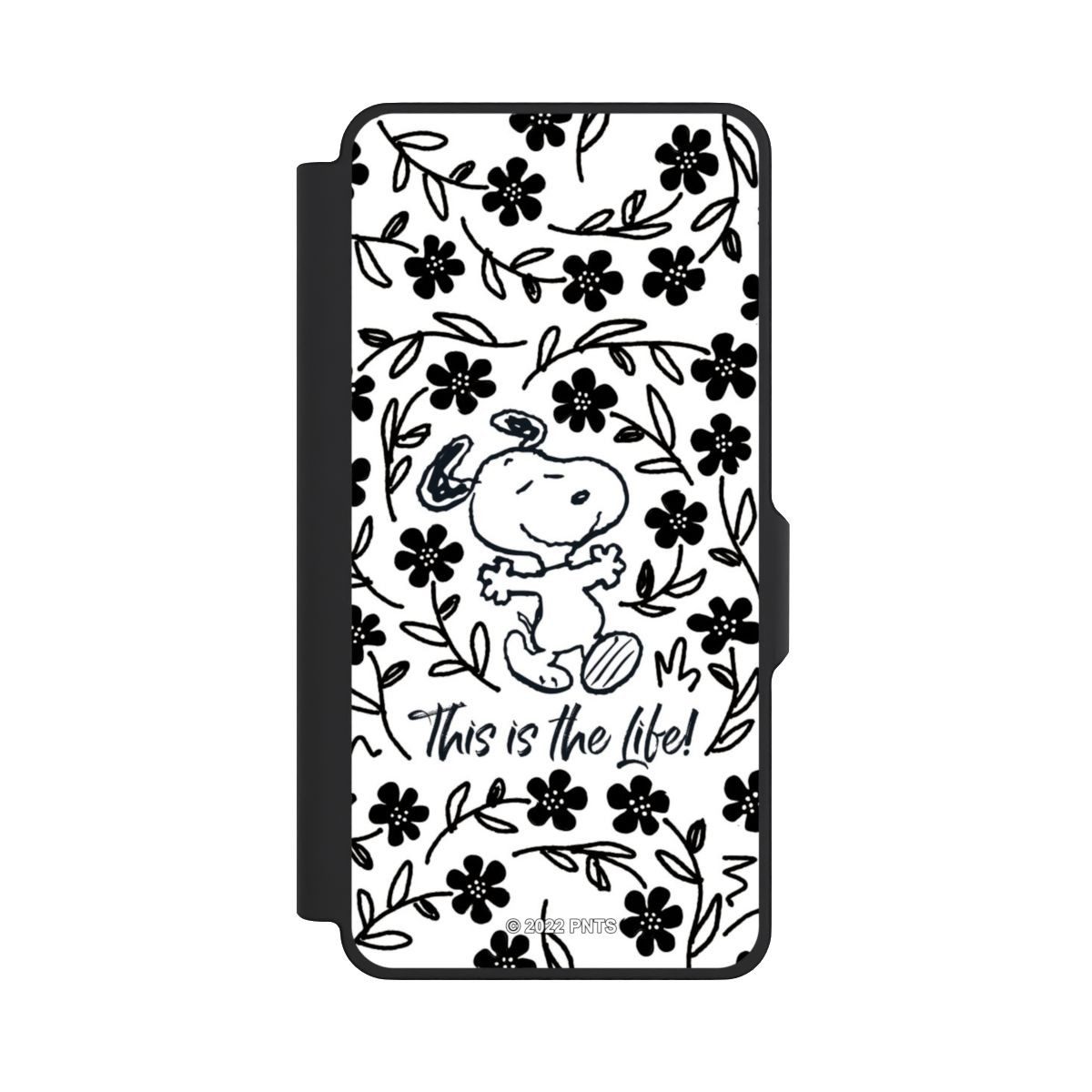 NIVOCASE Handyhülle Peanuts Blumen Snoopy Snoopy Black and White This Is The Life, Samsung Galaxy S26+ Klapphülle Handyhülle aus Kunst Leder – Bild 2 von 3