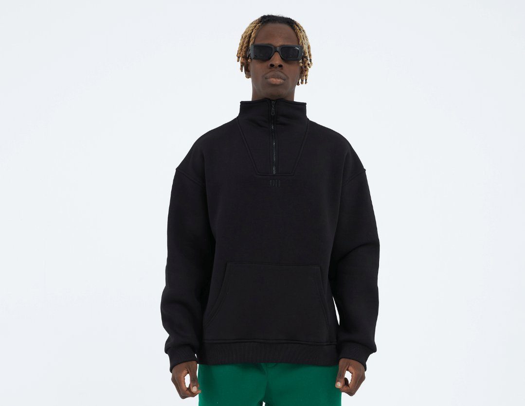 Longsweatshirt Zipper Hoodie Sweater Cotton Sweatshirt Reißverschluss Drop Shoulder