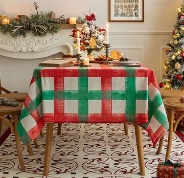 Dekorative Tischdecke 140x200cm Tischdecke für Weihnachts Bankett Party Tisch Dekoration (1-tlg), Groß Abwaschbar Weihnachts Tischdecke Tischtuch für Tischdekoration