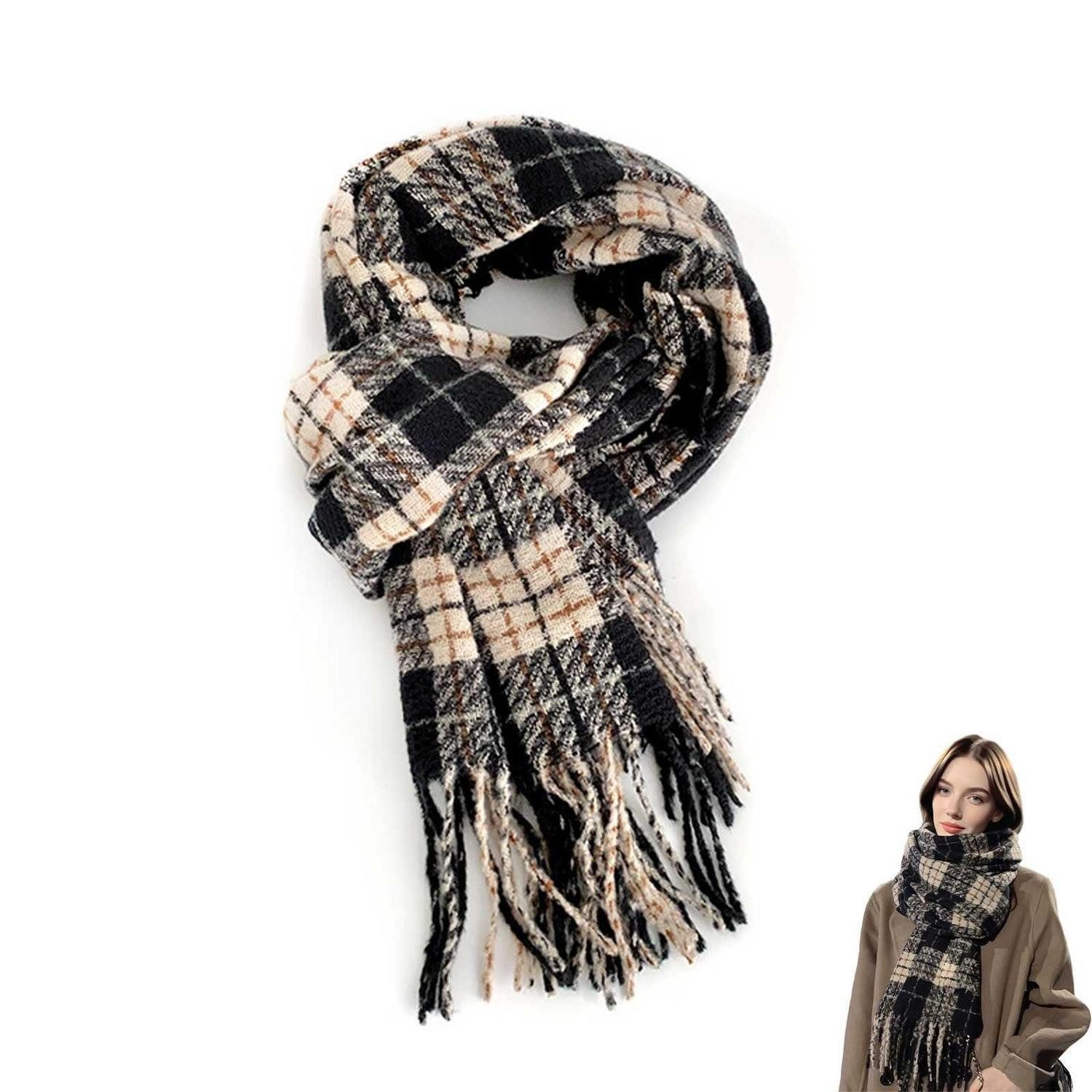 LuxusKollektion XXL-Schal Schal Damen Winter 195x60cm Schwarz, (1-St)