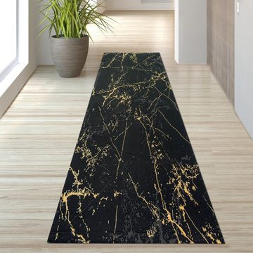 Teppich Teppich Marmor Optik in schwarz gold, TeppichHome24, rechteckig, Höhe: 12 mm