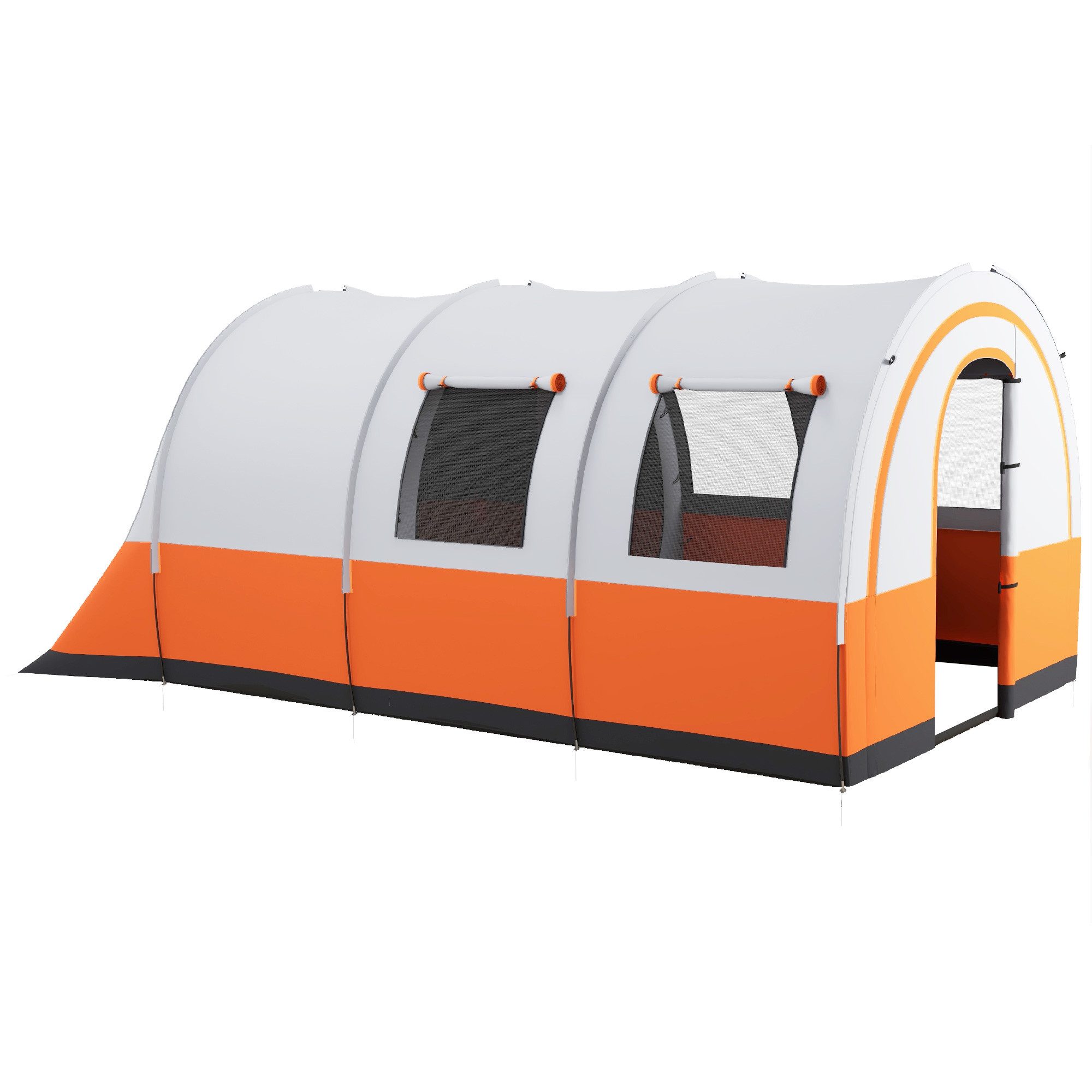 furnicato Gruppenzelt Familienzelt 5 Personen 480x260x200 cm Cremeweiß-Orange, (1 tlg), Wasserdichtes Gruppenzelt mit Wohnbereich und Meshfenstern vorn