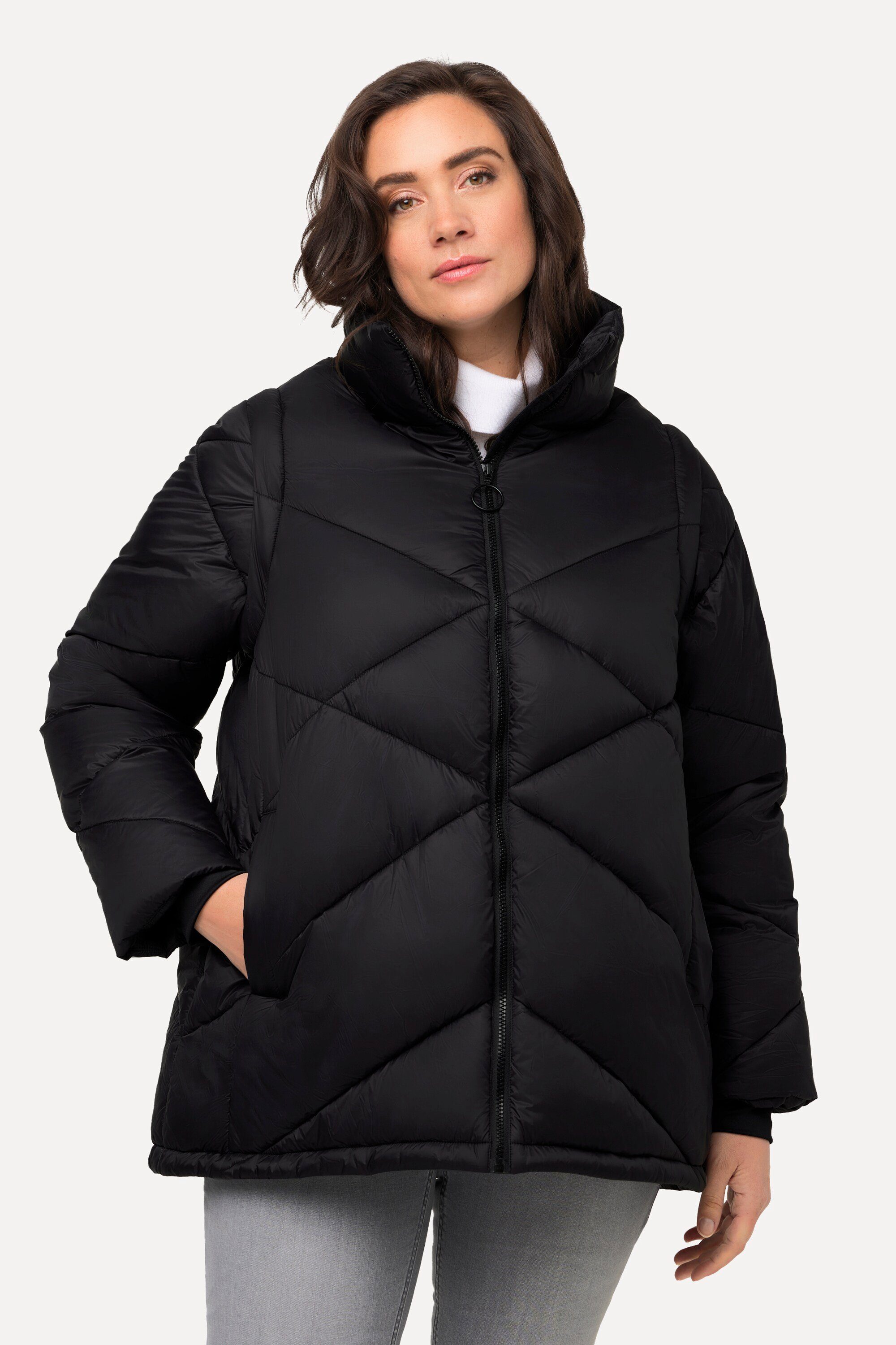 Ulla Popken Parka HYPRAR 2-in-1-Pufferjacke Ärmel abnehmbar schwarz