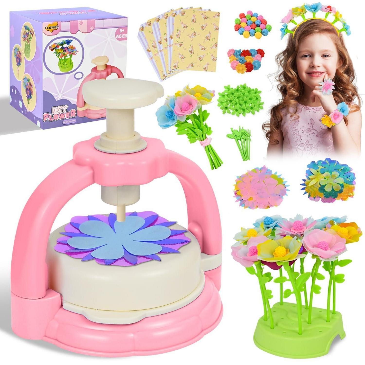LuxusKollektion Kreativset Blumenpresse Bastelset für Kinder Rosa