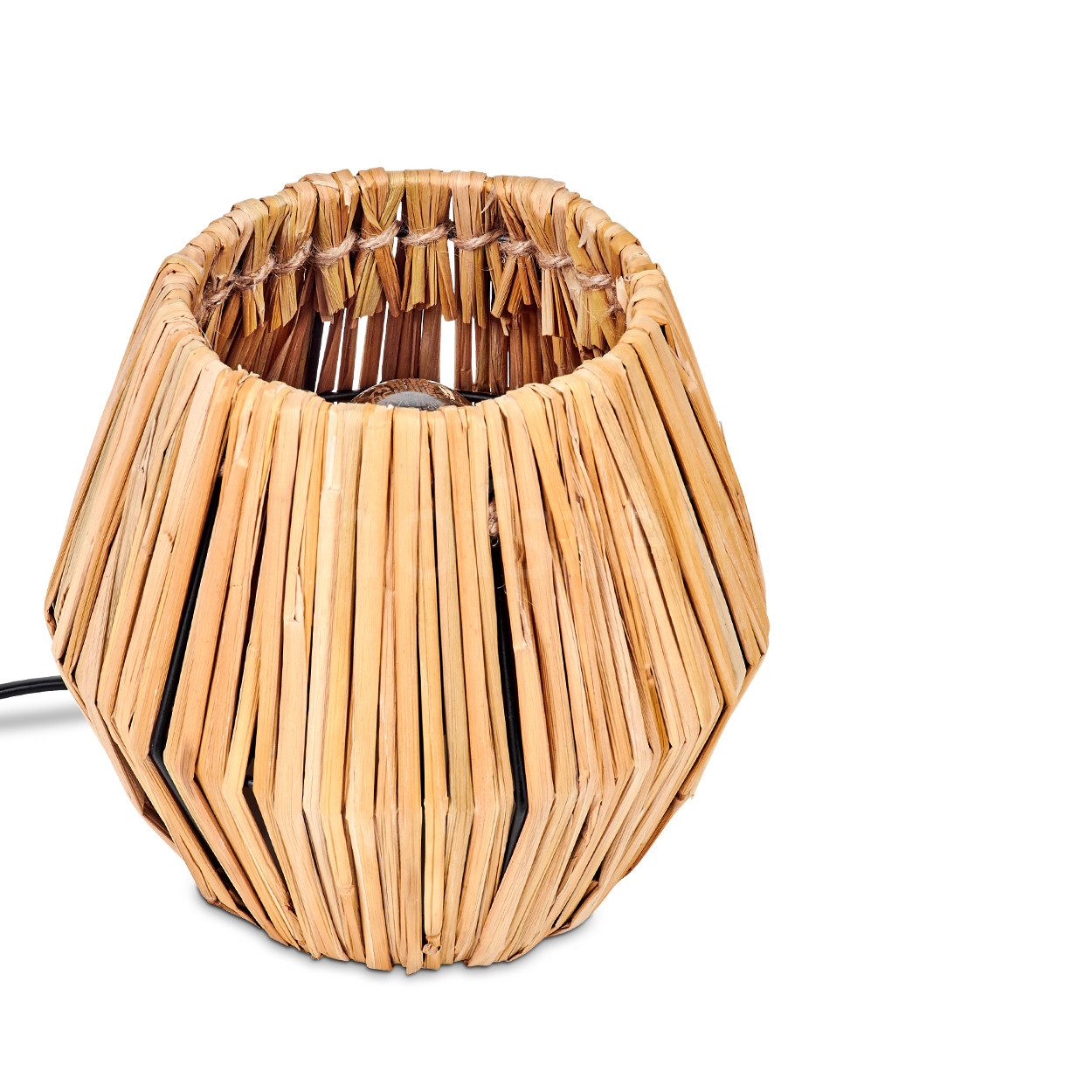 hofstein Tischleuchte moderne Boho Tischlampe aus Metall/Rattan in Schwarz/ günstig online kaufen