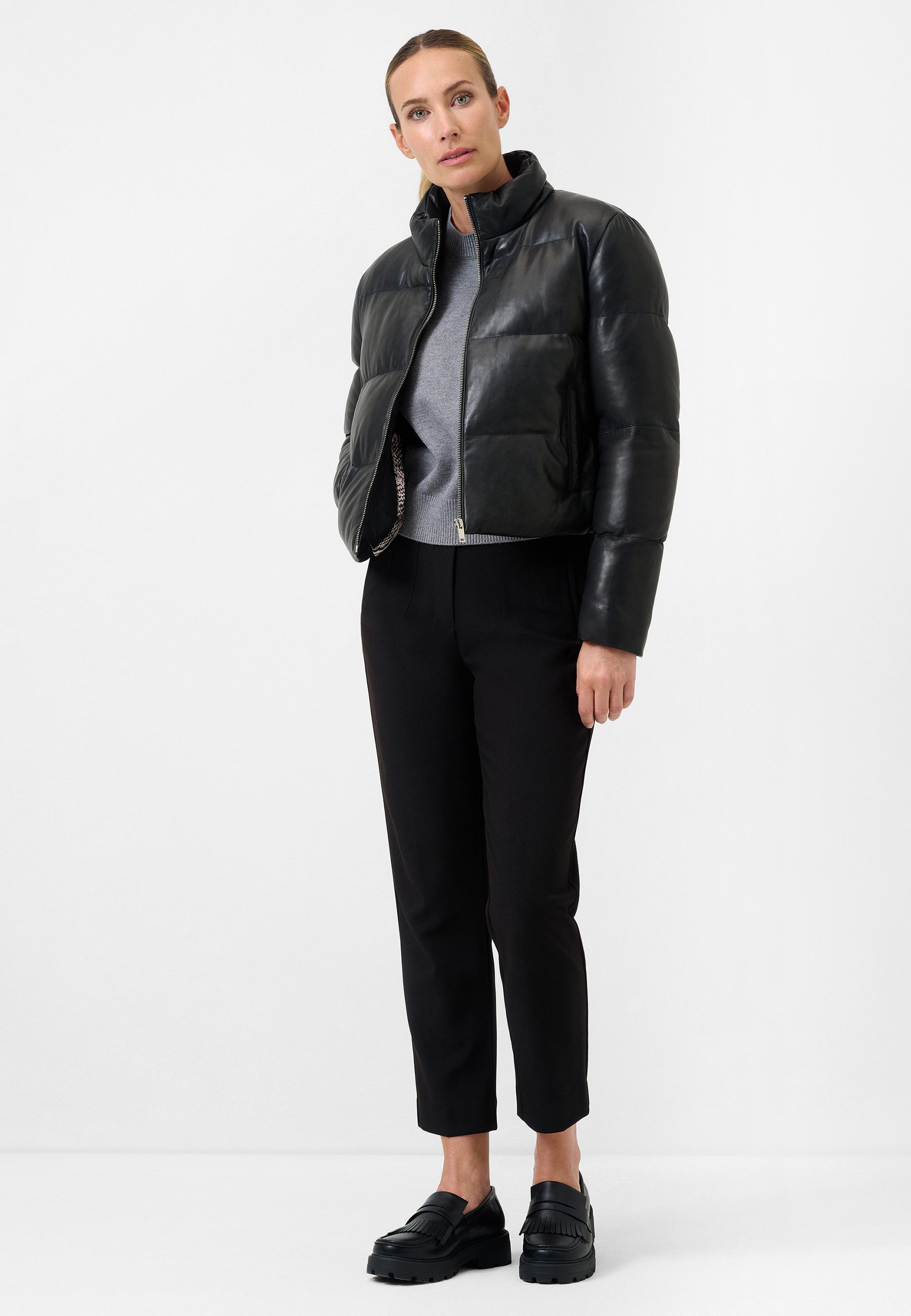 RICANO Lederjacke Audrey Ledersteppjacke mit Stehkragen