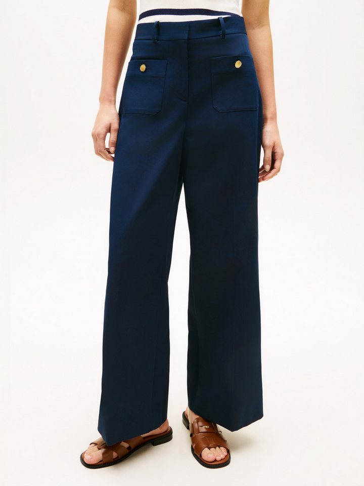 Tommy Hilfiger Chinohose PREPPY COTTON WIDE LEG CHINO mit Bügelfalten, Mid Rise