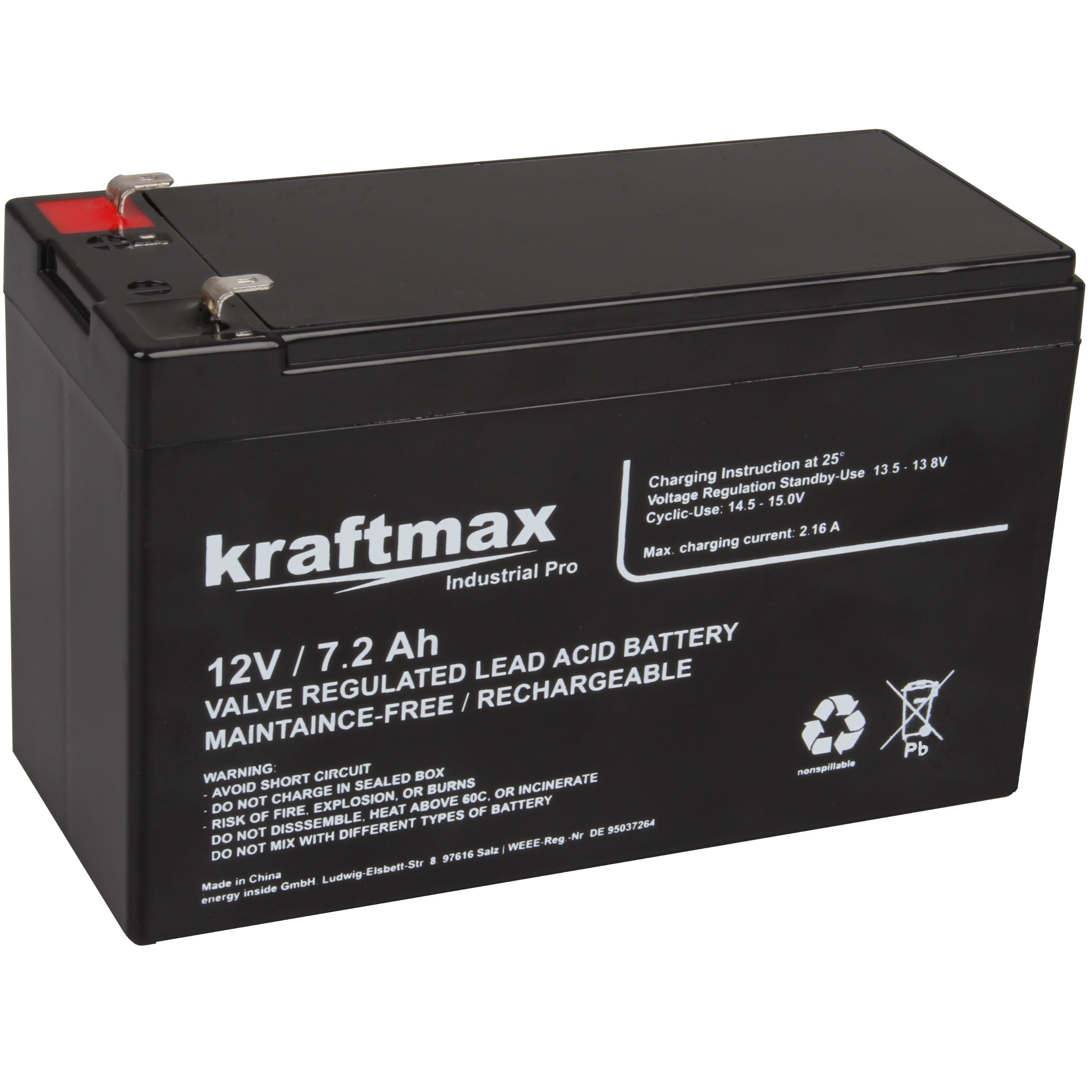 kraftmax Industrial Pro Bleiakku [ 12V / 12Ah ] Akku – Bild 2 von 5