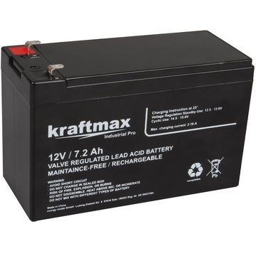 kraftmax Industrial Pro Bleiakku [ 12V / 7,2Ah ] AGM Hochleistungs- Blei Akku Bleiakkus