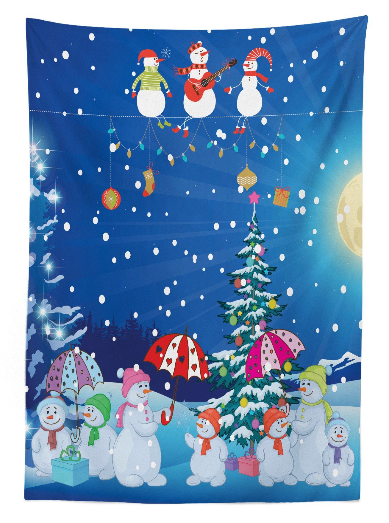 Waschbar Klare Tischdecke Weihnachten Außen geeignet Schneemann-Party Farbfest Für Bereich den Abakuhaus Farben,