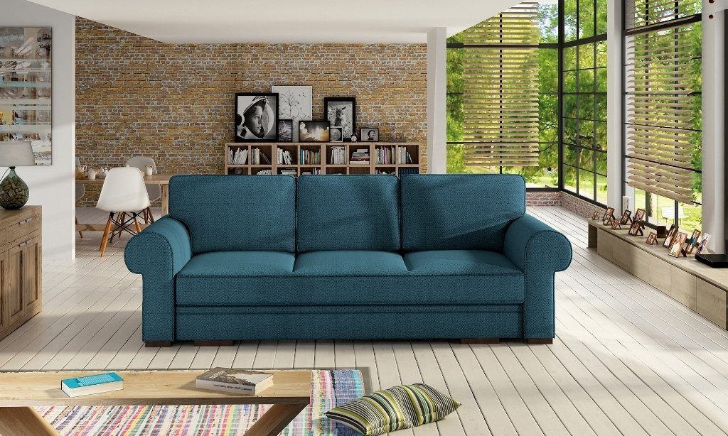 Siblo 3-Sitzer Klassisches Dreisitzer Sofa Evania mit Schlaffunktion Blau