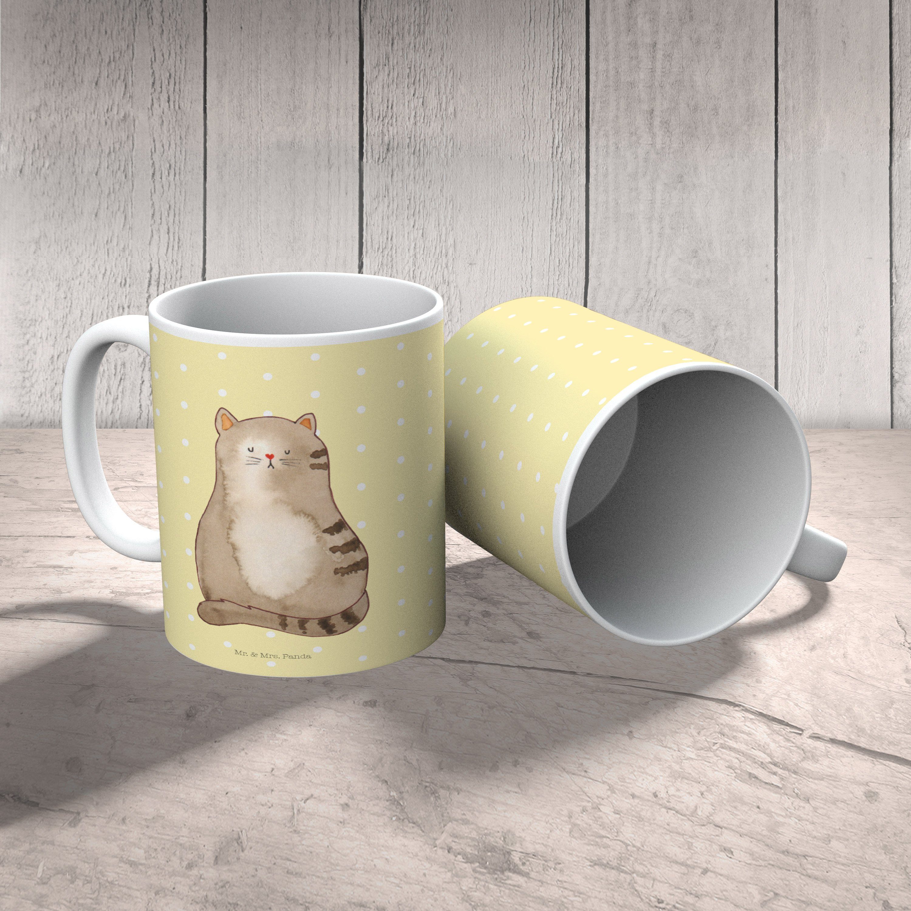 Katze Tasse - & Motive, Tasse, Ka, Panda Gelb Büro Mr. Geschenk, Tasse Mrs. - Pastell sitzend Keramik