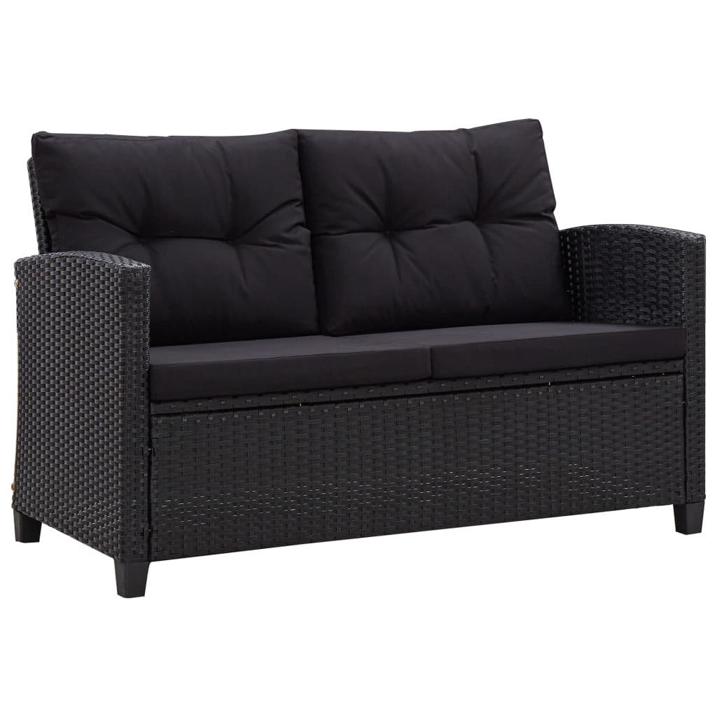 vidaXL Loungesofa 2-Sitzer-Gartensofa mit Kissen Schwarz 124 cm Poly Rattan, 1 Teile | Alle Sofas