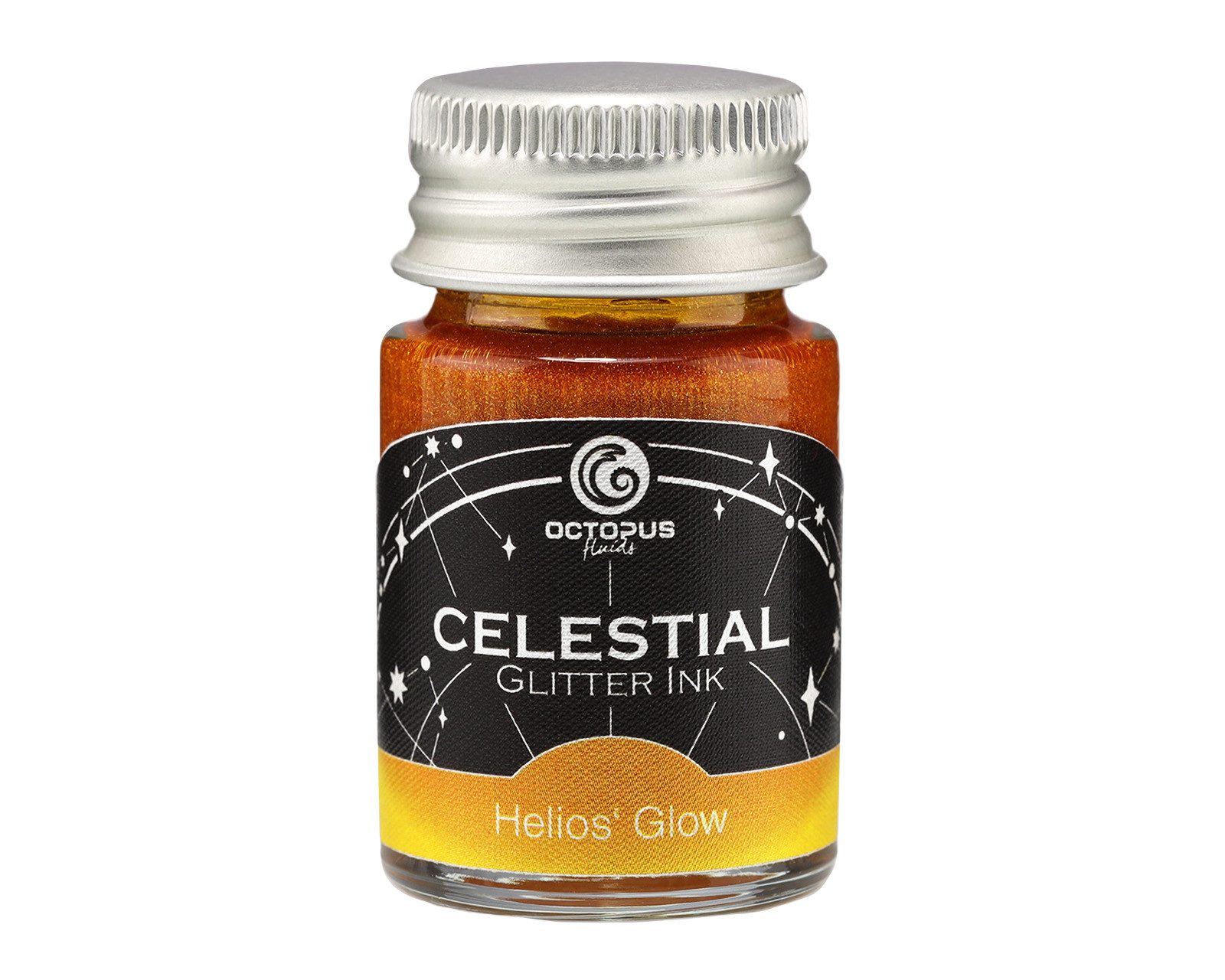 OCTOPUS Fluids Celestial Glitter Helios’ Glow 10ml Füllhaltertinte mit Glitzer Tintenglas (10ml, 1-tlg)