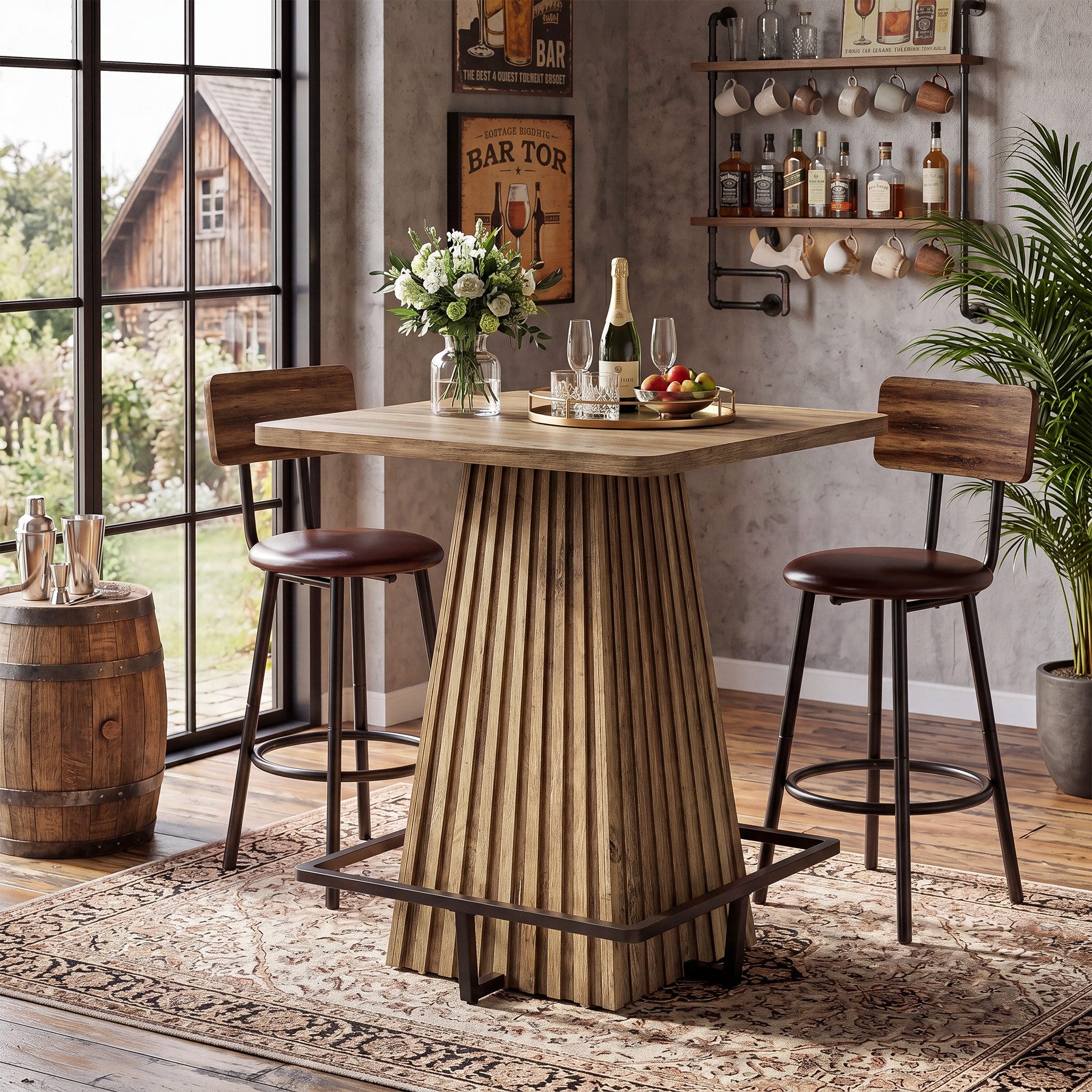Tribesigns Bartisch 95 cm Stehtisch, Bistrotisch mit Fußstütze, Küchentisch, Hochtisch