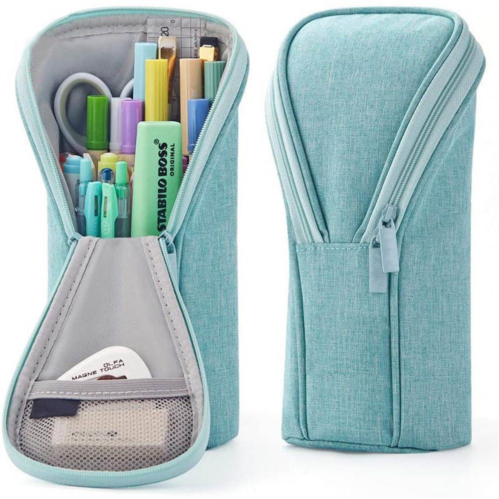 Grün Case,tragbare Kapazität Schreibwarentasche zum Große Rouemi Aufstellen Federmäppchen Pencil