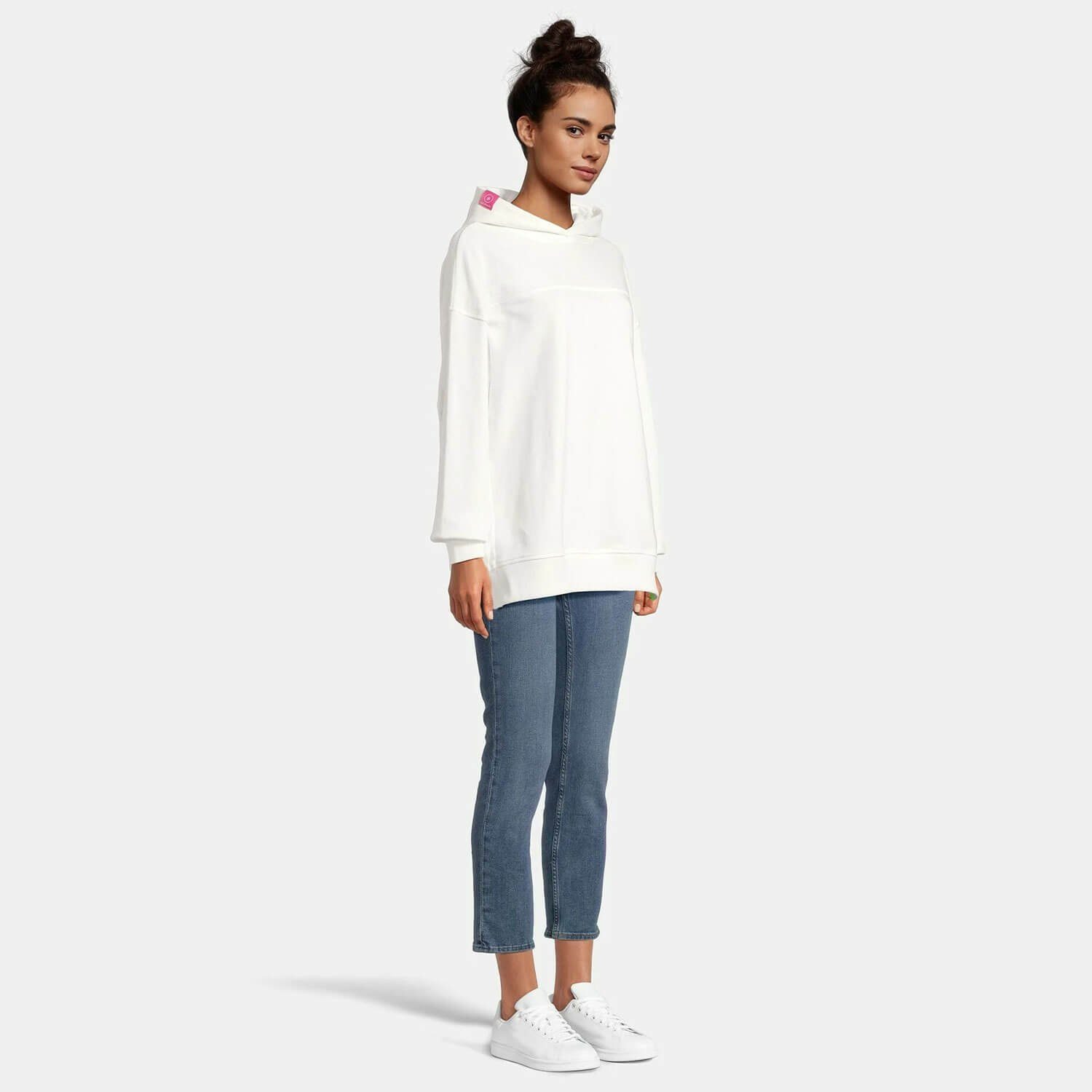 salzhaut Kapuzenpullover Damen Seitenschlitz Kapuzenpulli Long-Hoodie - mit Leesgood offwhite Oversized