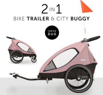 Hauck Fahrradkinderanhänger »2in1 Bike Trailer und Buggy Dryk Duo, rose«, für 2 Kinder; inklusive Deichsel
