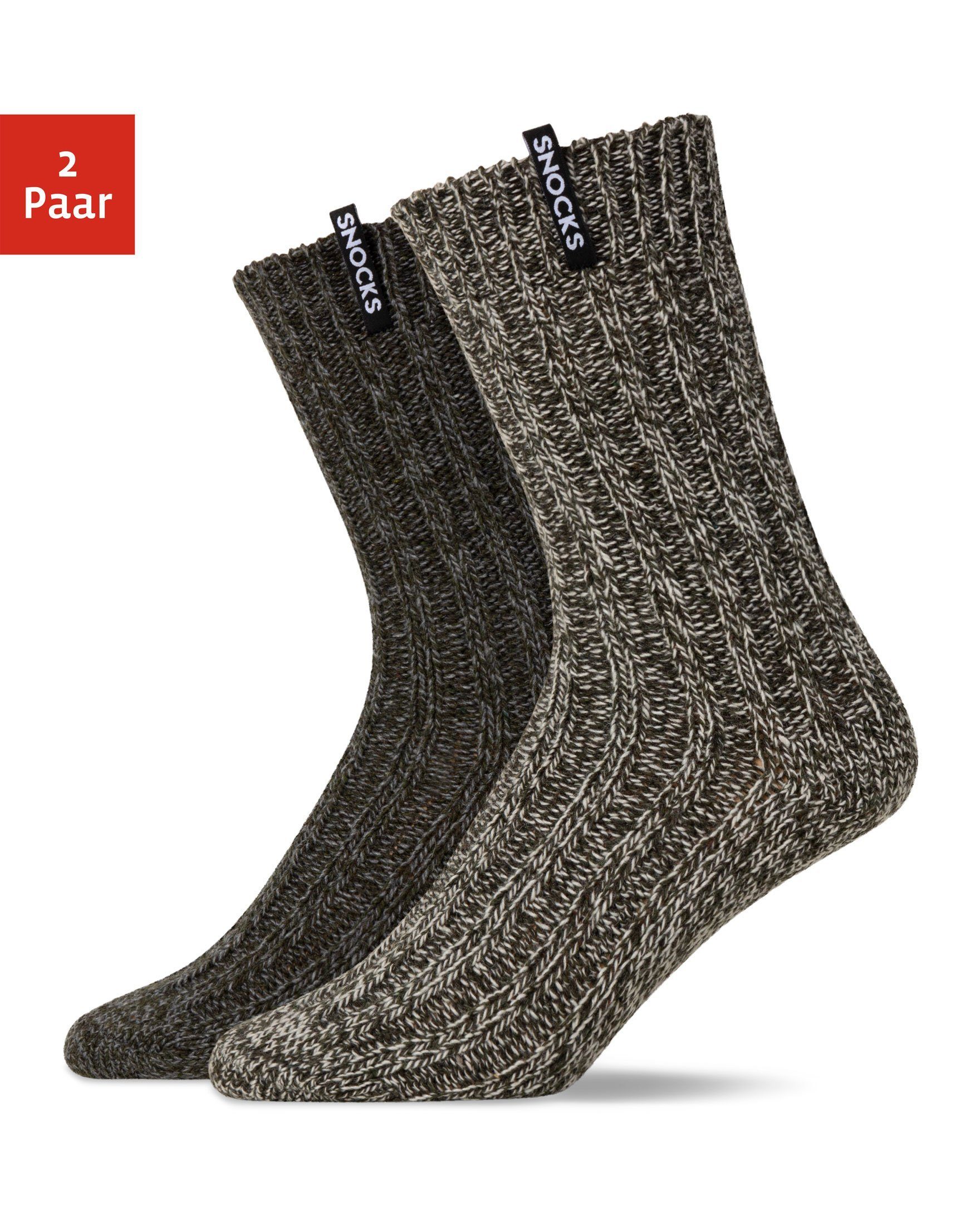 SNOCKS Norwegersocken Wintersocken für Damen & Herren (2-Paar) aus warmem Material mit SNOCKS-Label