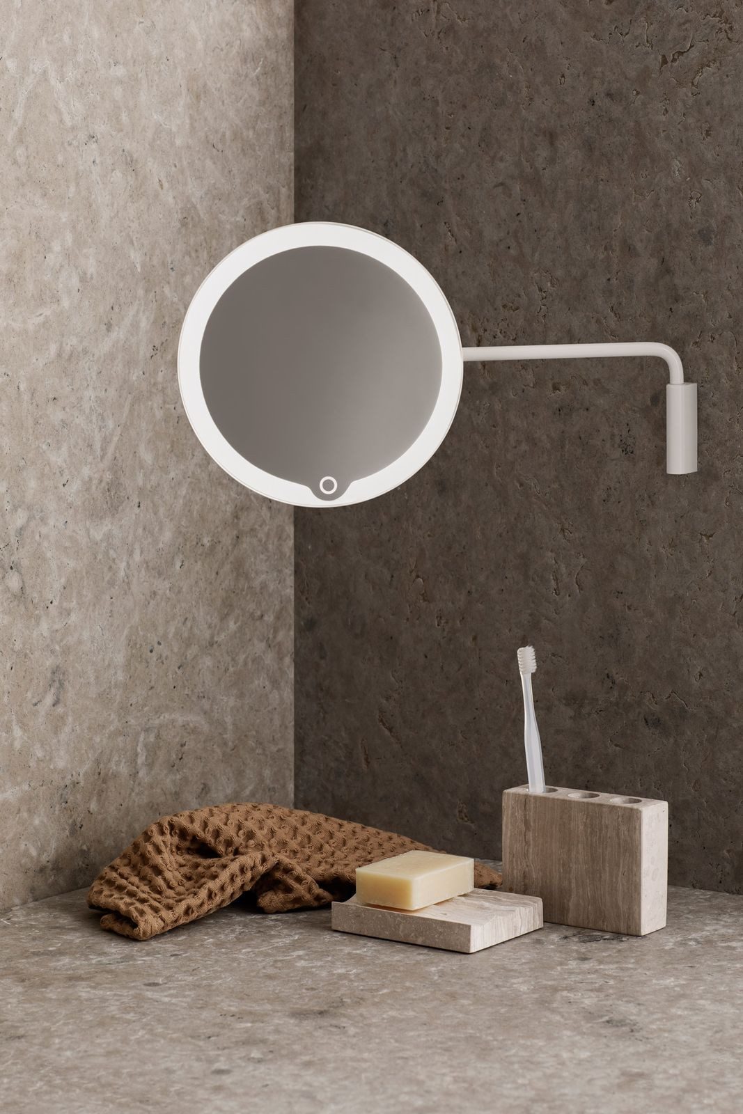 blomus LED-Lichtspiegel, blomus LED Kosmetikspiegel MODO mit Wandhalterung white