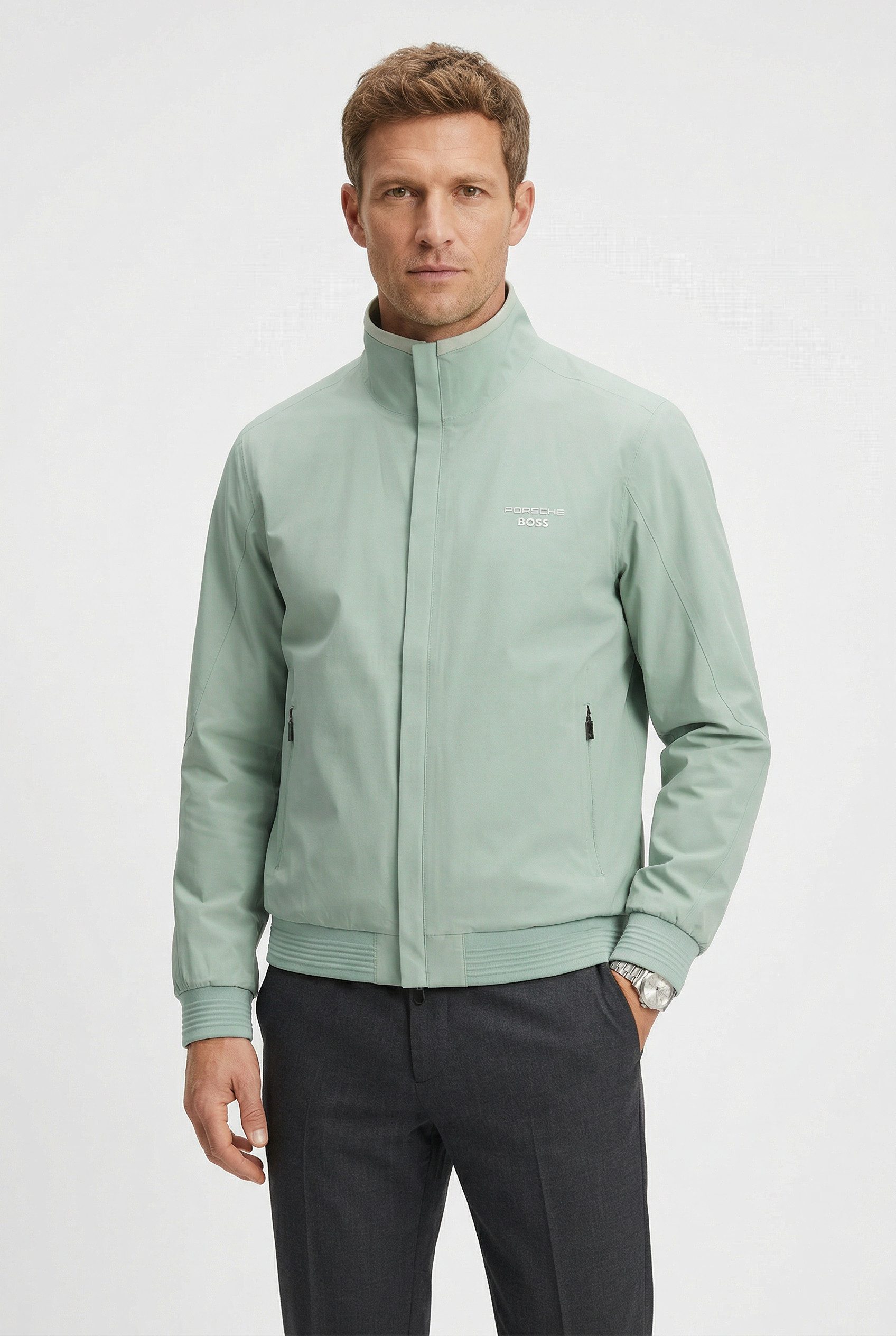 BOSS GREEN Softshelljacke Porsche Spirit 70 Capsule Collection Premium Herrenmode Limited, Funktionsjacke, wasserabweisend, winddicht