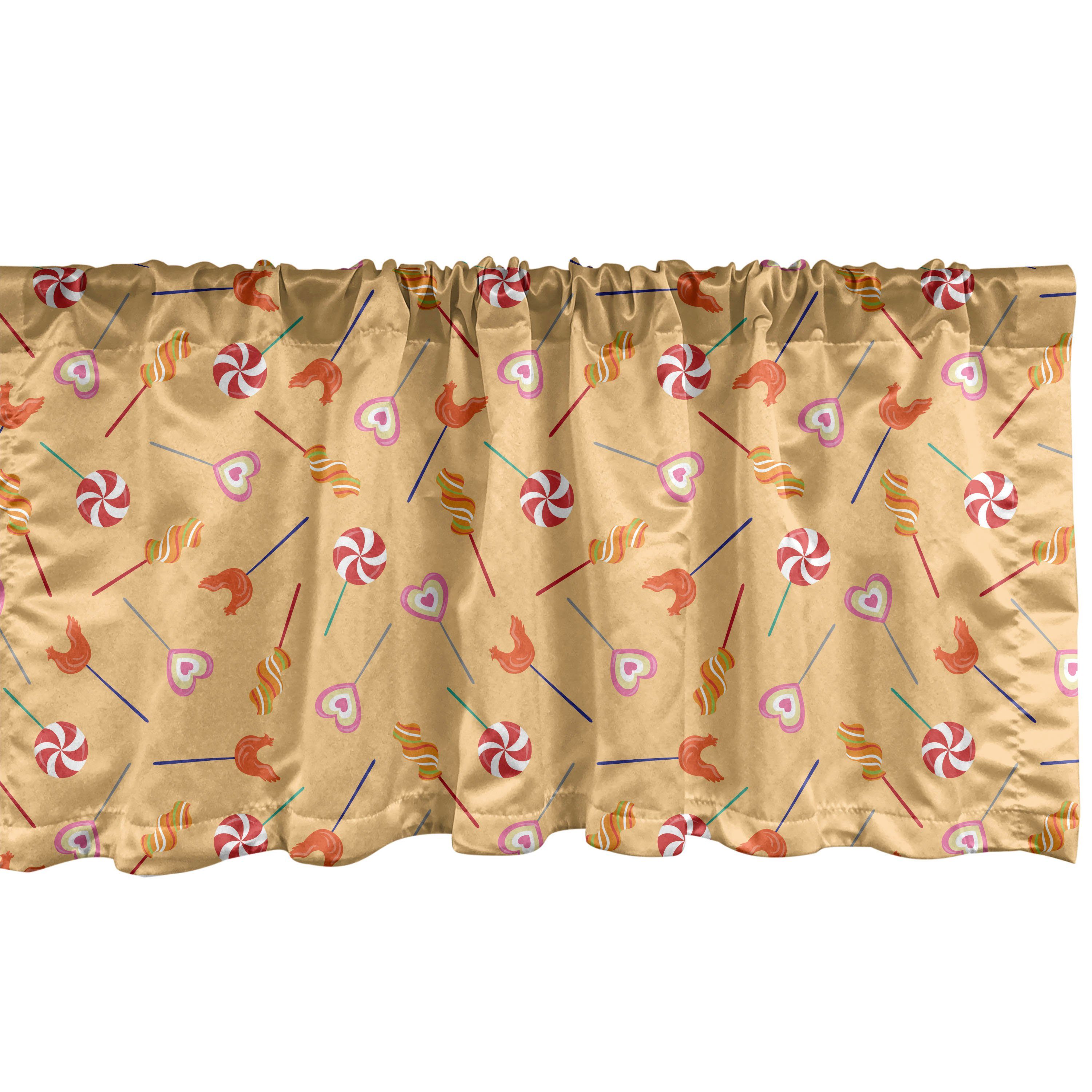 Scheibengardine Vorhang Volant für Küche Schlafzimmer Dekor mit Stangentasche, Abakuhaus, Microfaser, Kindergarten Lustige Childish Lollipops