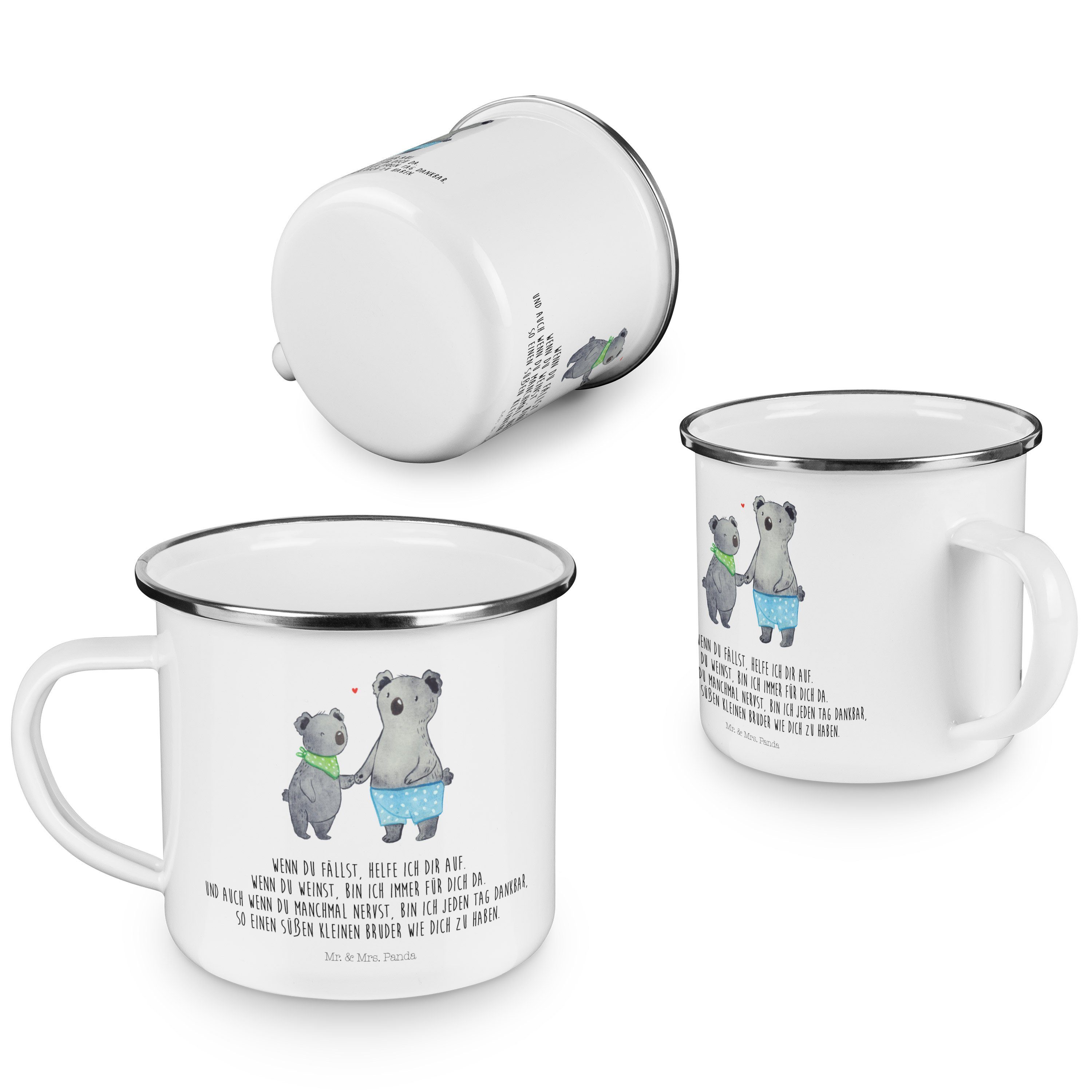 Mr. & Mrs. Kleiner Geschenk, Kaffee - Blechtasse, - Koala Weiß Emaille Becher Bruder Panda Muttertag