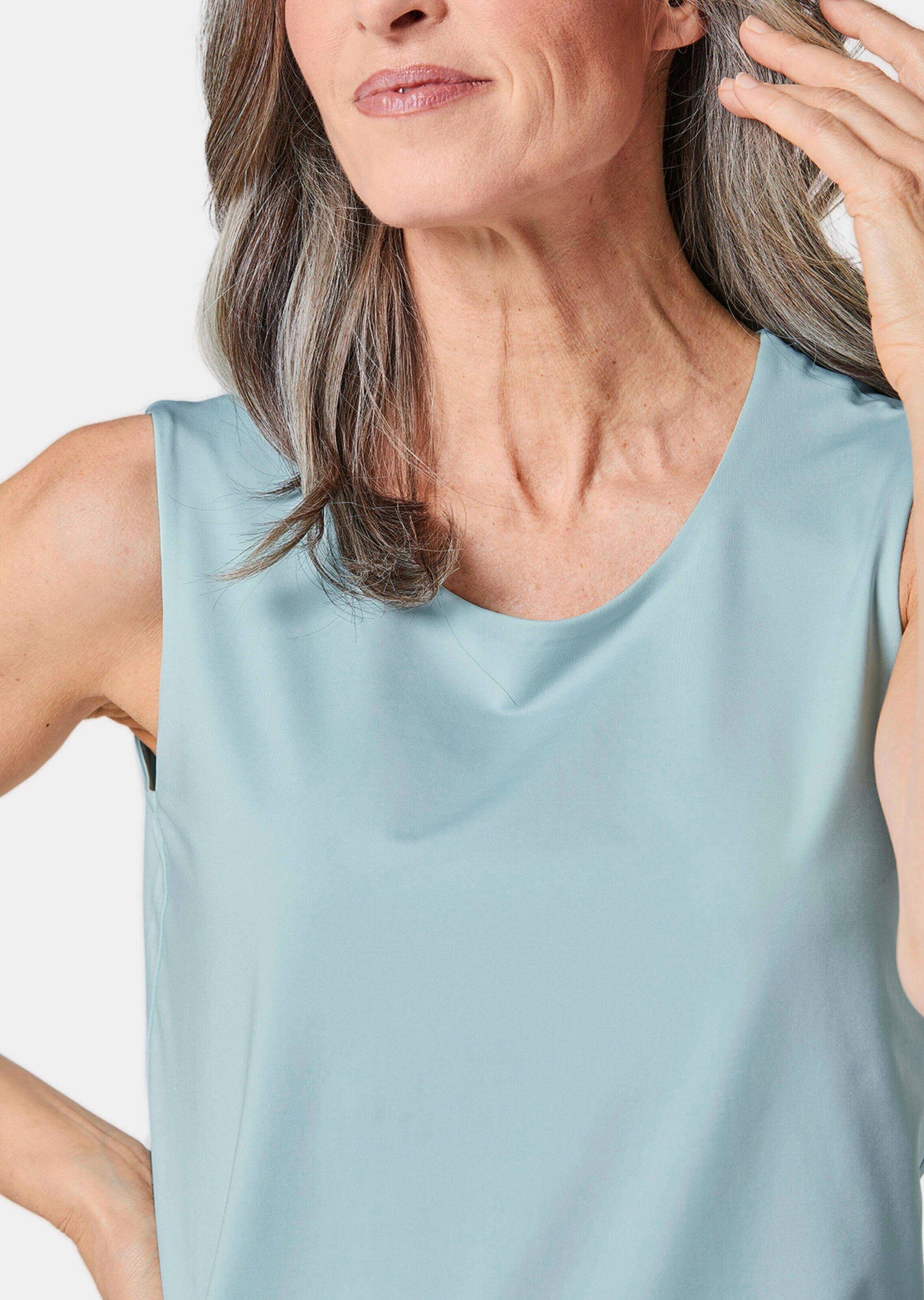 GOLDNER Shirttop Komfort-Top mit Doppel-Front Unifarbenes Modell mit klassischem Rundhalsausschnitt