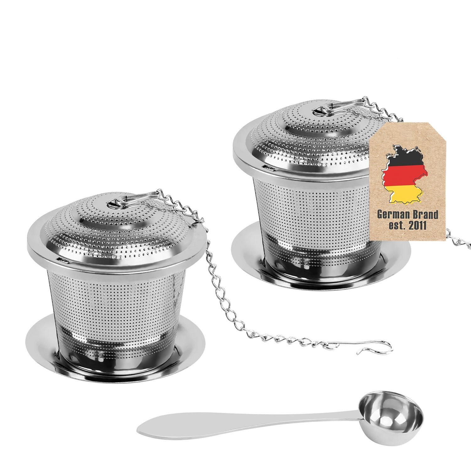 Intirilife Teebereiter, Teeset Teeaufguss 5-teilig Aufgussvorrichtungen Löffel Edelstahl