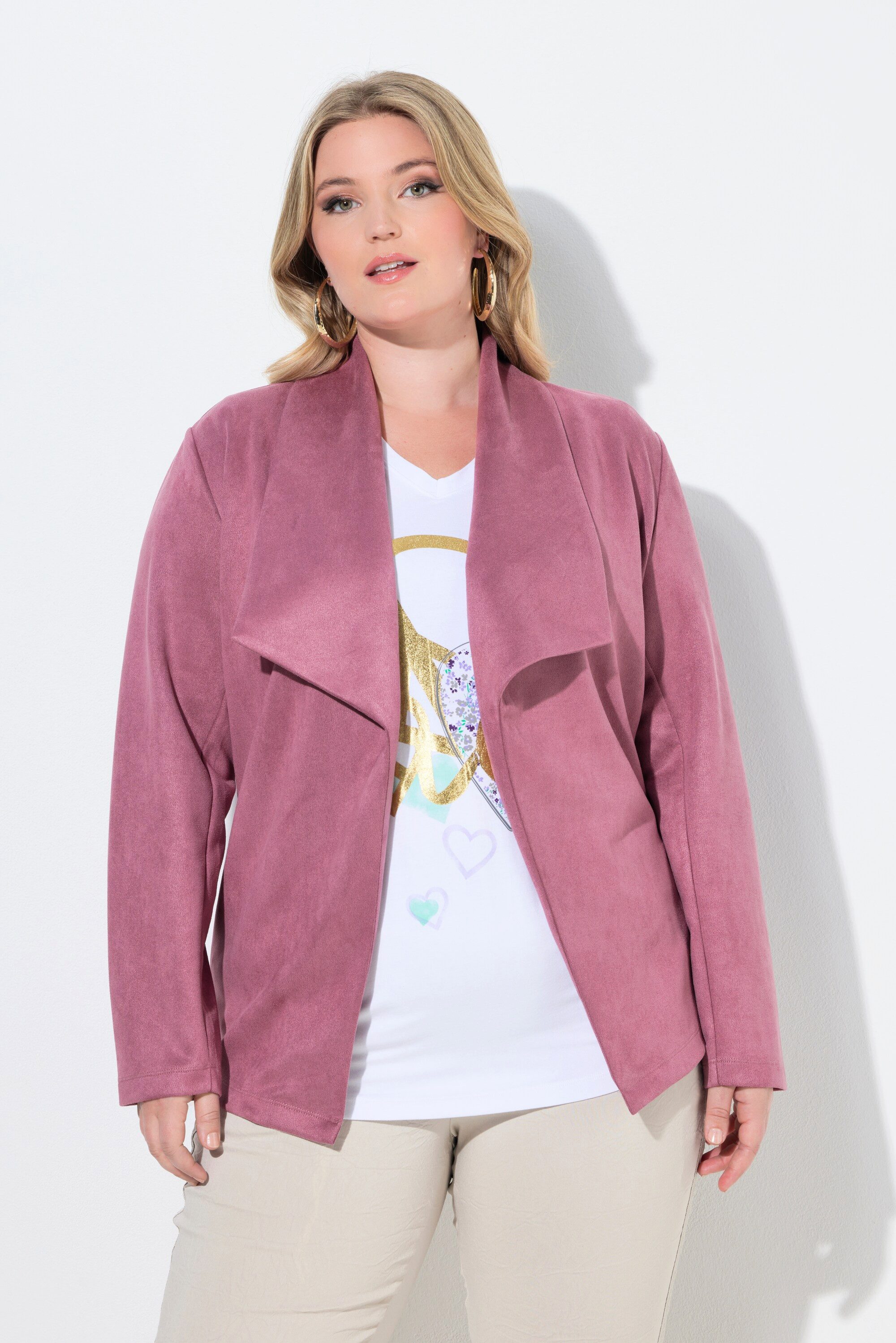 MIAMODA Sommerjacke Velours-Jacke Straight Fit Spatenkragen günstig online kaufen