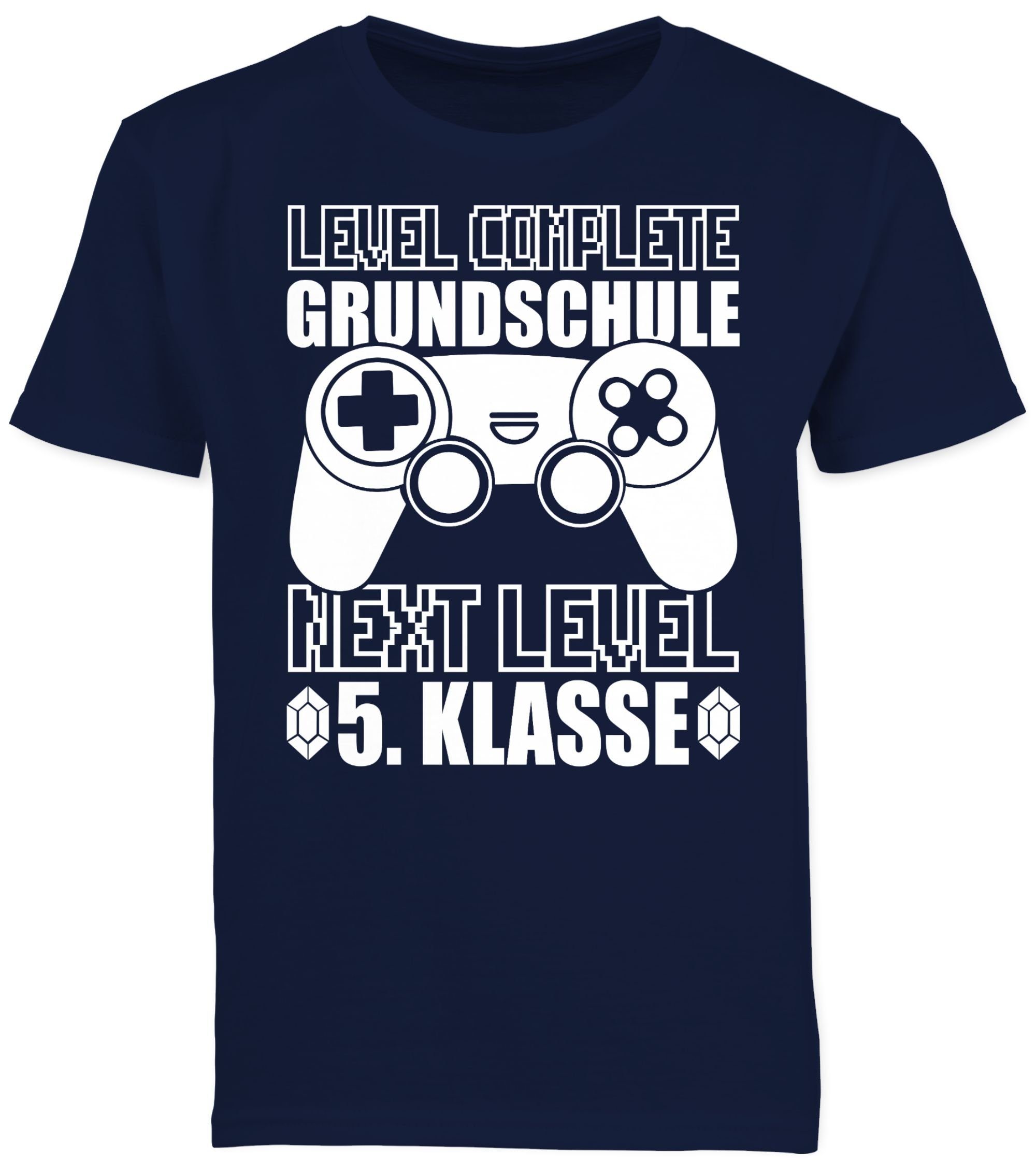 Einschulung weiß - - complete Level T-Shirt 5. 02 Level Grundschule Shirtracer Junge Geschenke Schulanfang Next Klasse Dunkelblau