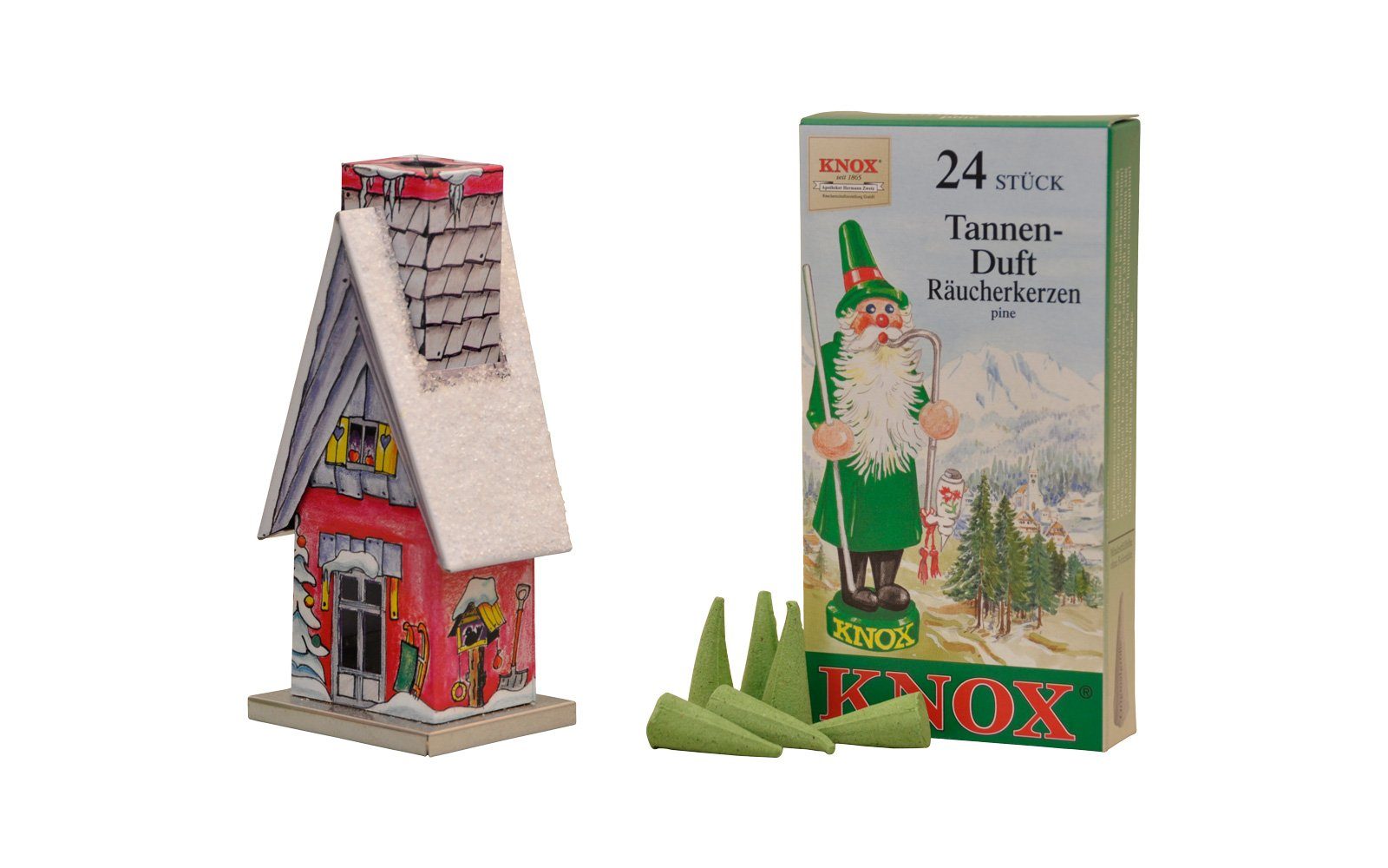 KNOX Räucherhaus Winterhütte, inkl. 24 Räucherkerzen "Tannenduft", Made in Germany