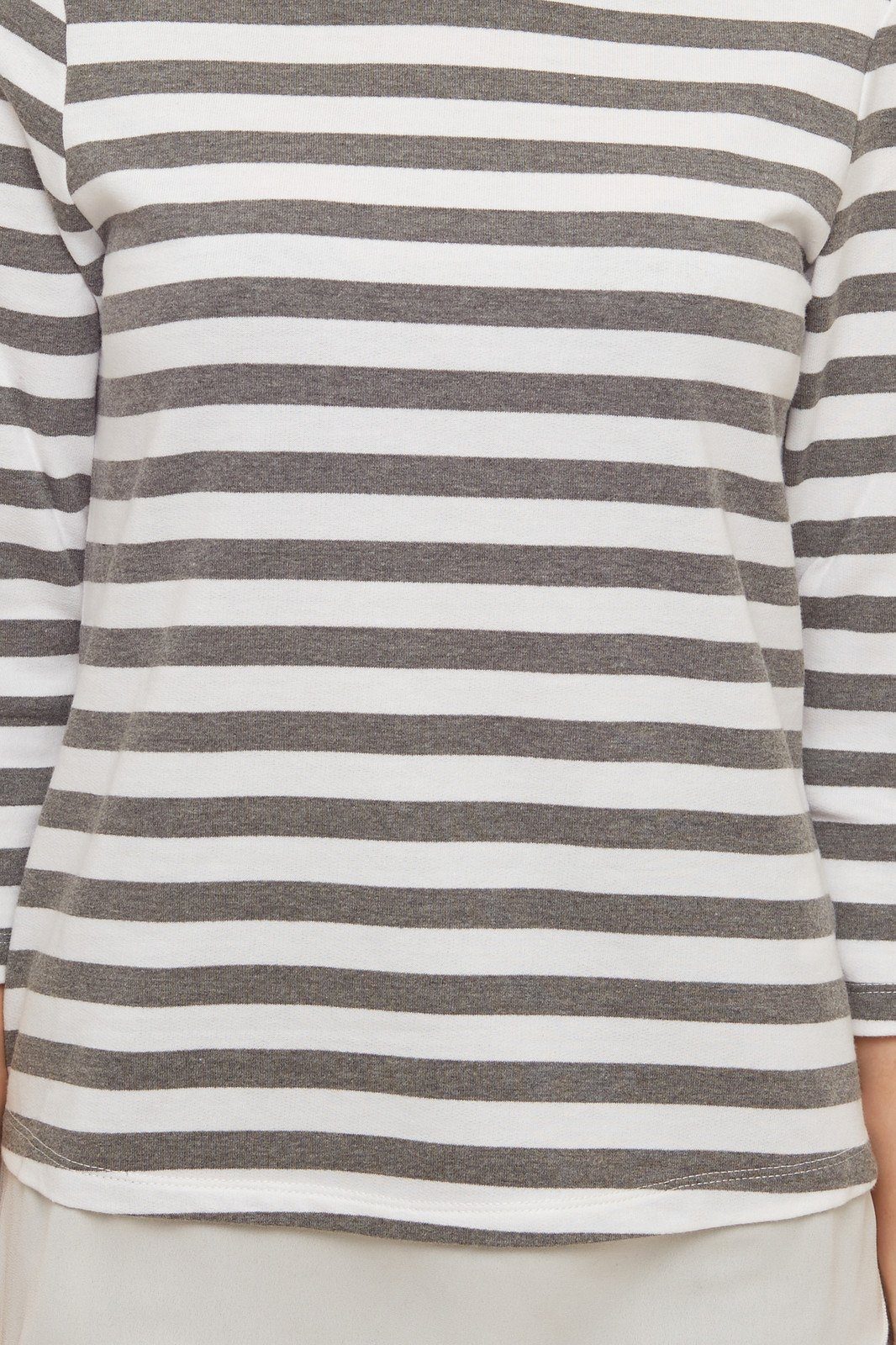 Sweater Schwarz-Weiss Cheer mit Cheer Rundhalsshirt gestreiftes Einsatz Damen Langarm-Shirt 3/4-Sweatshirt