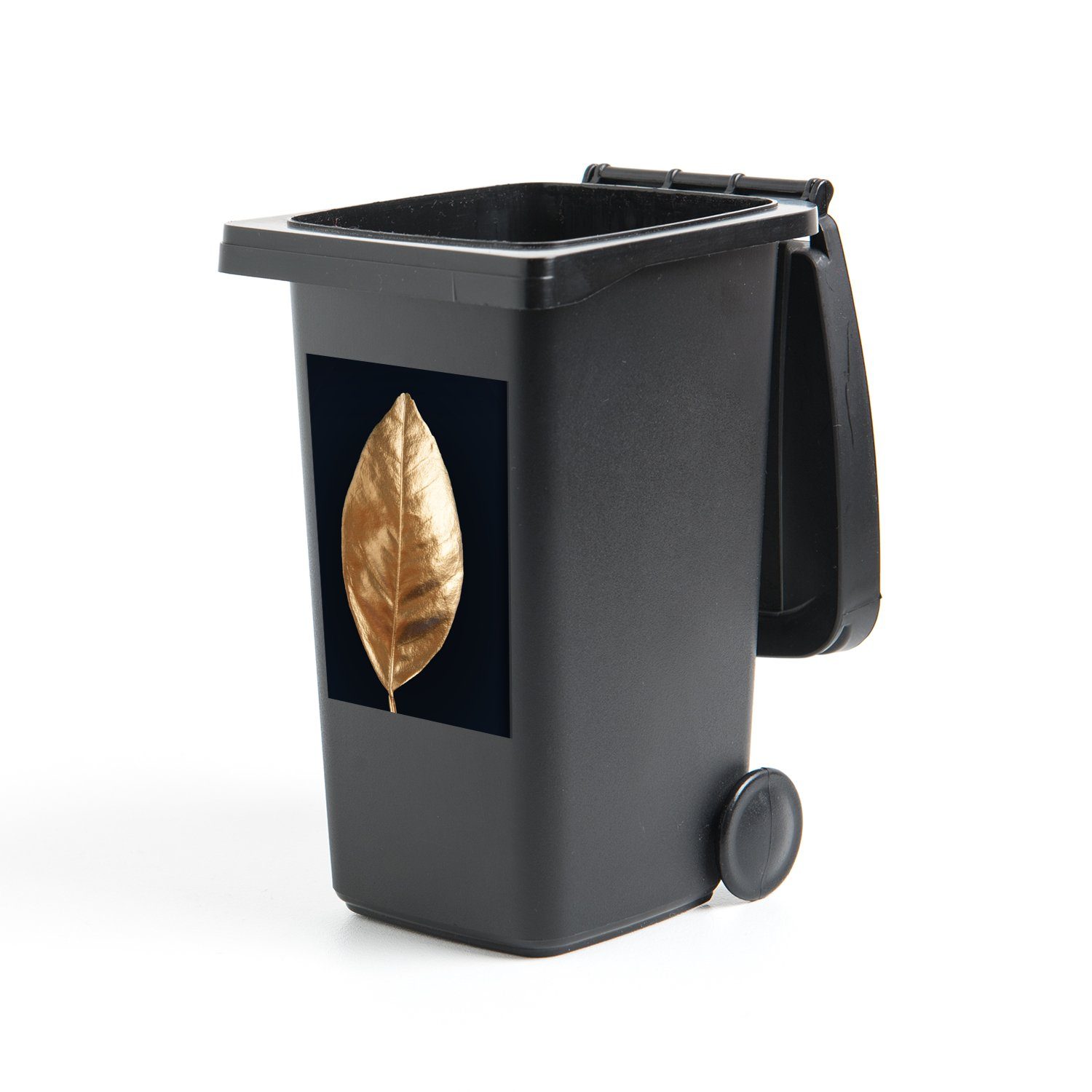 MuchoWow Wandsticker Gold - Blatt - Luxus (1 St), Mülleimer-aufkleber, Mülltonne, Sticker, Container, Abfalbehälter