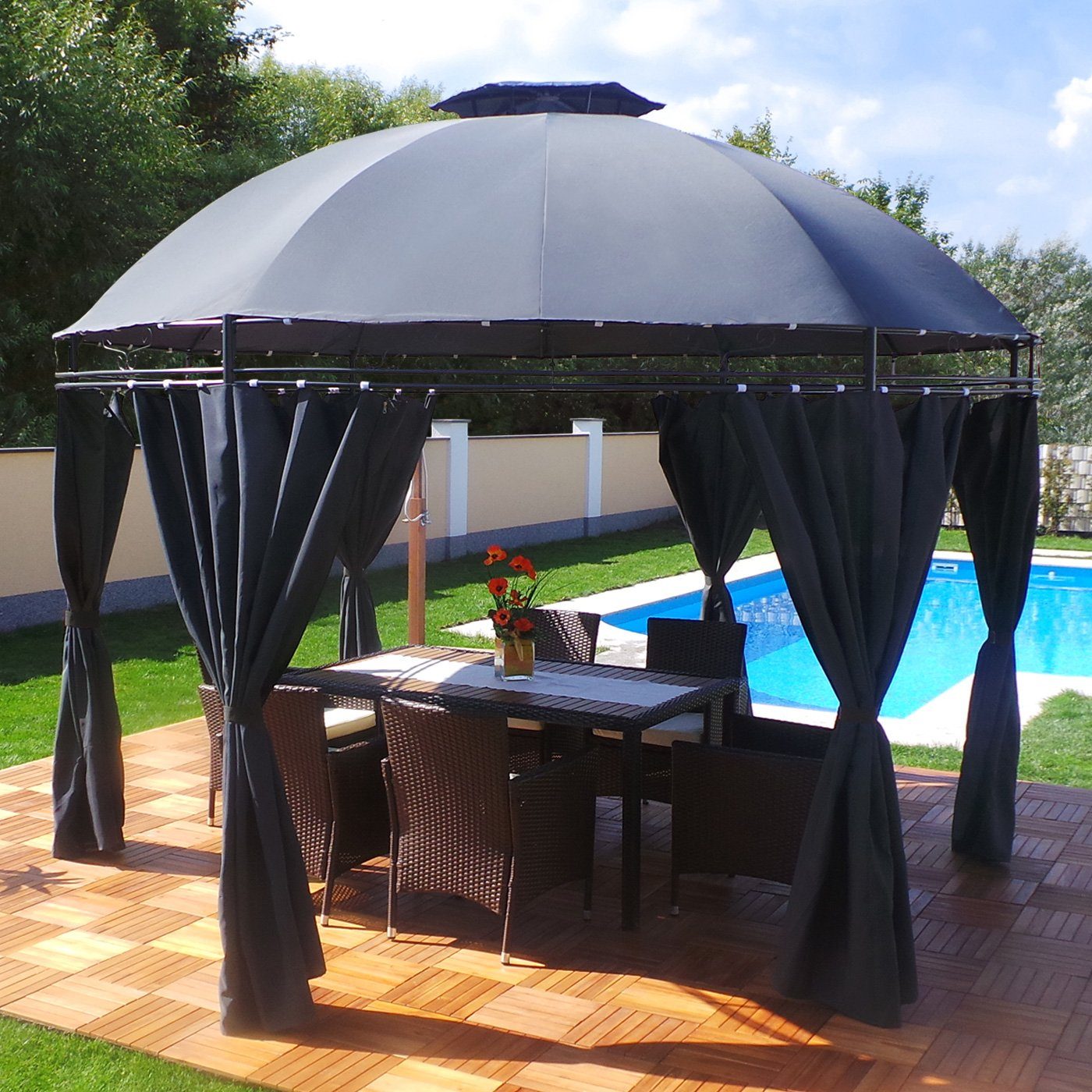 Swing&Harmonie Pavillon LED - Pavillon Ø 350cm Lavo Garten Pavillion Rund, günstig online kaufen