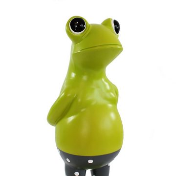 colourliving Tierfigur Frosch Dekofigur lustiger Badefrosch 44 cm grün Gartenfigur Frosch, handbemalt, lustiges Erscheinungsbild, 4 Filzplättchen