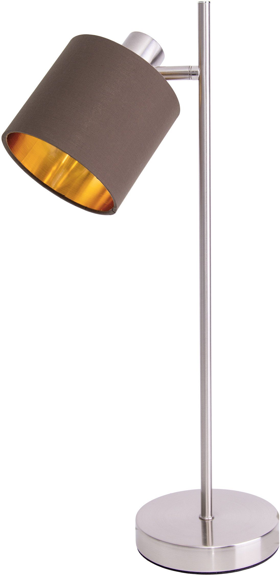 Innenfarbe gold Textilschirm Tischleuchte Maron, E14 1flg. näve Leuchtmittel, ohne braun satin-nickel