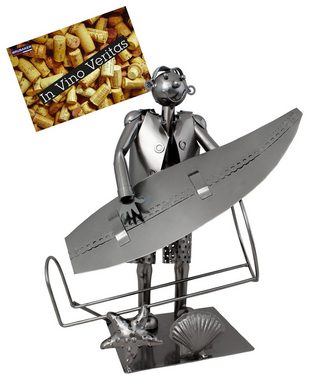BRUBAKER Weinflaschenhalter Surfer mit Surfbrett, (inklusive Grußkarte), Metall Skulptur, Wein Geschenk