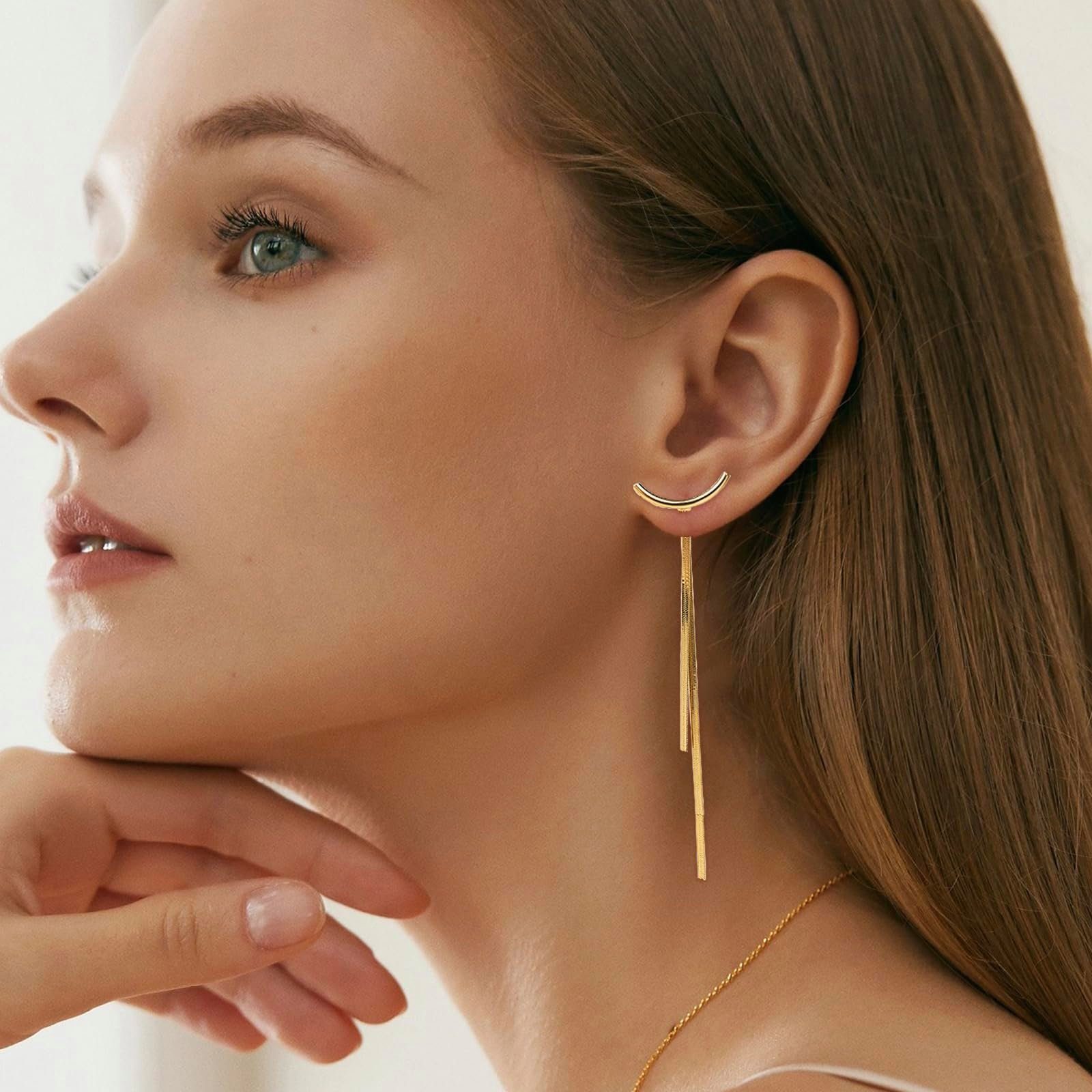 Frauen POCHUMIDUU Ohrringe (2-tlg., Hypoallergenic für Hoop Gold plattiert Modeschmuck Gold Chunky Ohrstecker Paar Earrings Ohrhänger 14K Frauen), für