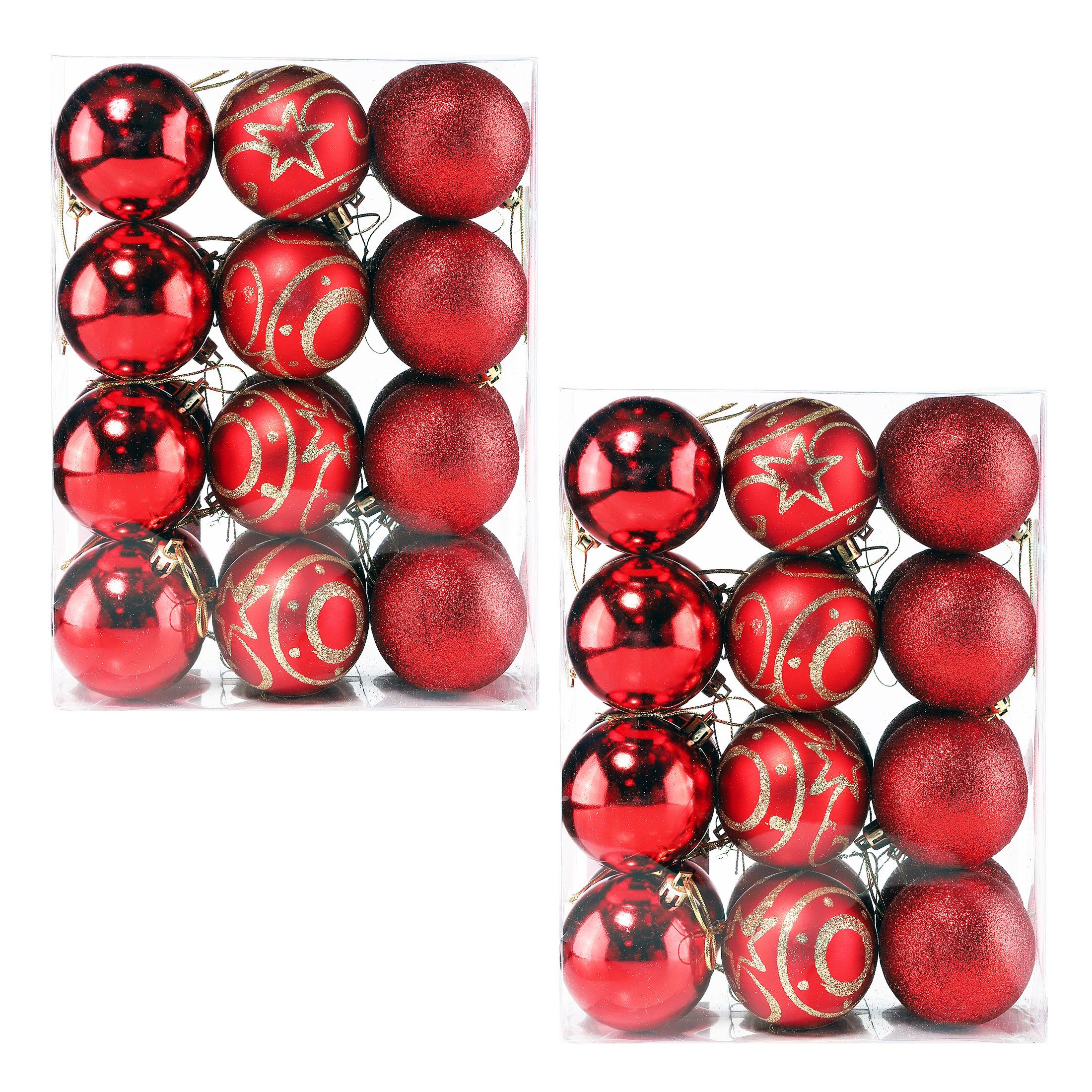 Casaria Weihnachtsbaumkugel (48 St), Christbaumkugeln 48 tlg ∅ 6cm matt glänzend glitzernd. € 23,95