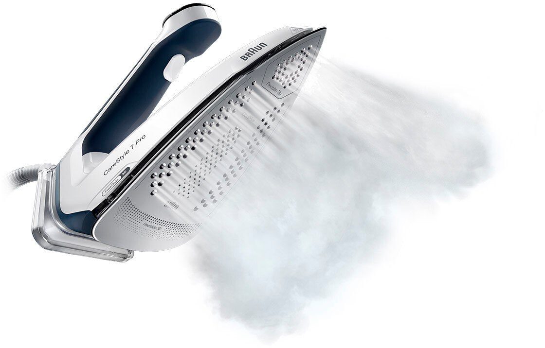 Braun Dampfbügelstation CareStyle 7 Pro IS 7282 BL - 8,0 bar, 600 g Dampfstoß, 2,0 l Tank, 2000 ml Wassertank, 180 g Dampfmenge, EloxalPlus Bügelsohle, Ultimate FastClean Entkalkung