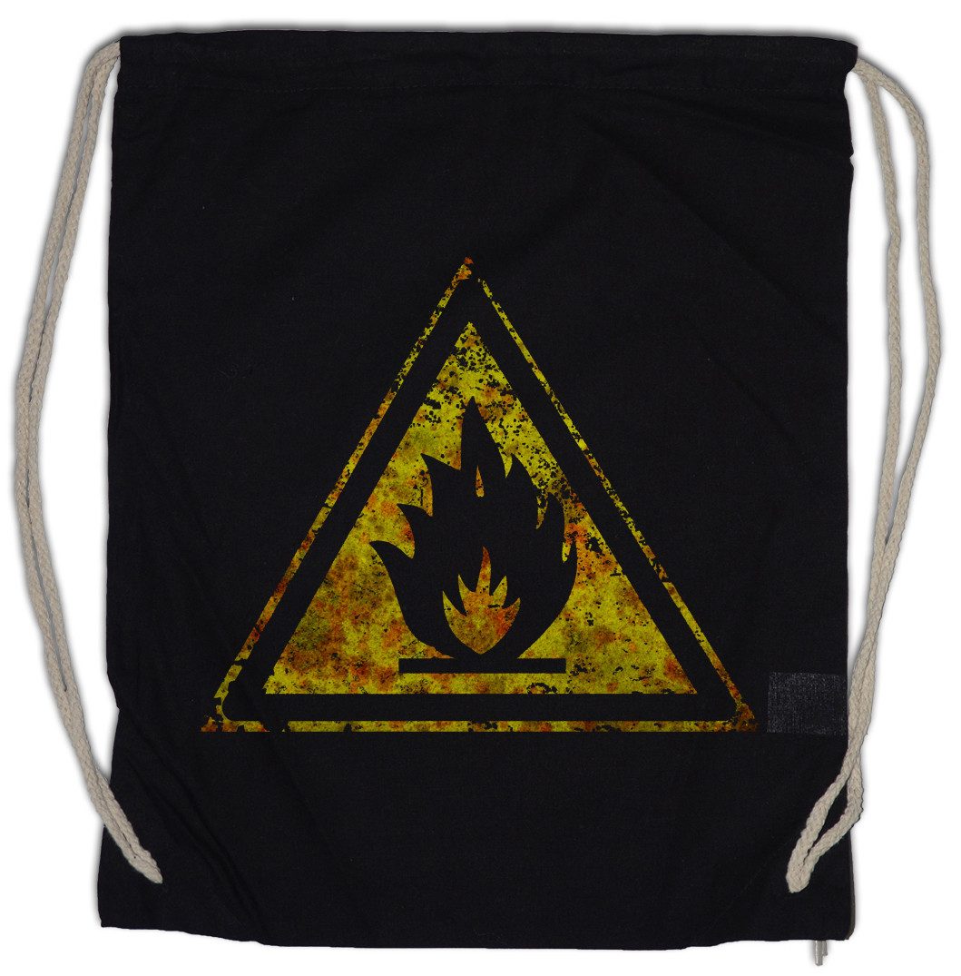 Urban Backwoods Turnbeutel Caution Flammable Vintage Logo Sign Turnbeutel Leicht Entflammbar Fire (1-tlg), Feuer Brennbar Warnung Warnschild