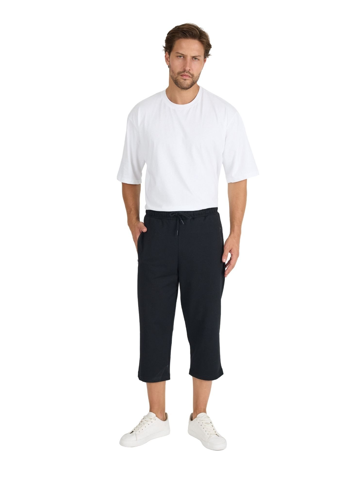 COMEOR 3/4-Sweathose Herren Bermuda Capri Shorts 3/4 Sommerhosen mit Reißverschluss Mit Reißverschlusstaschen